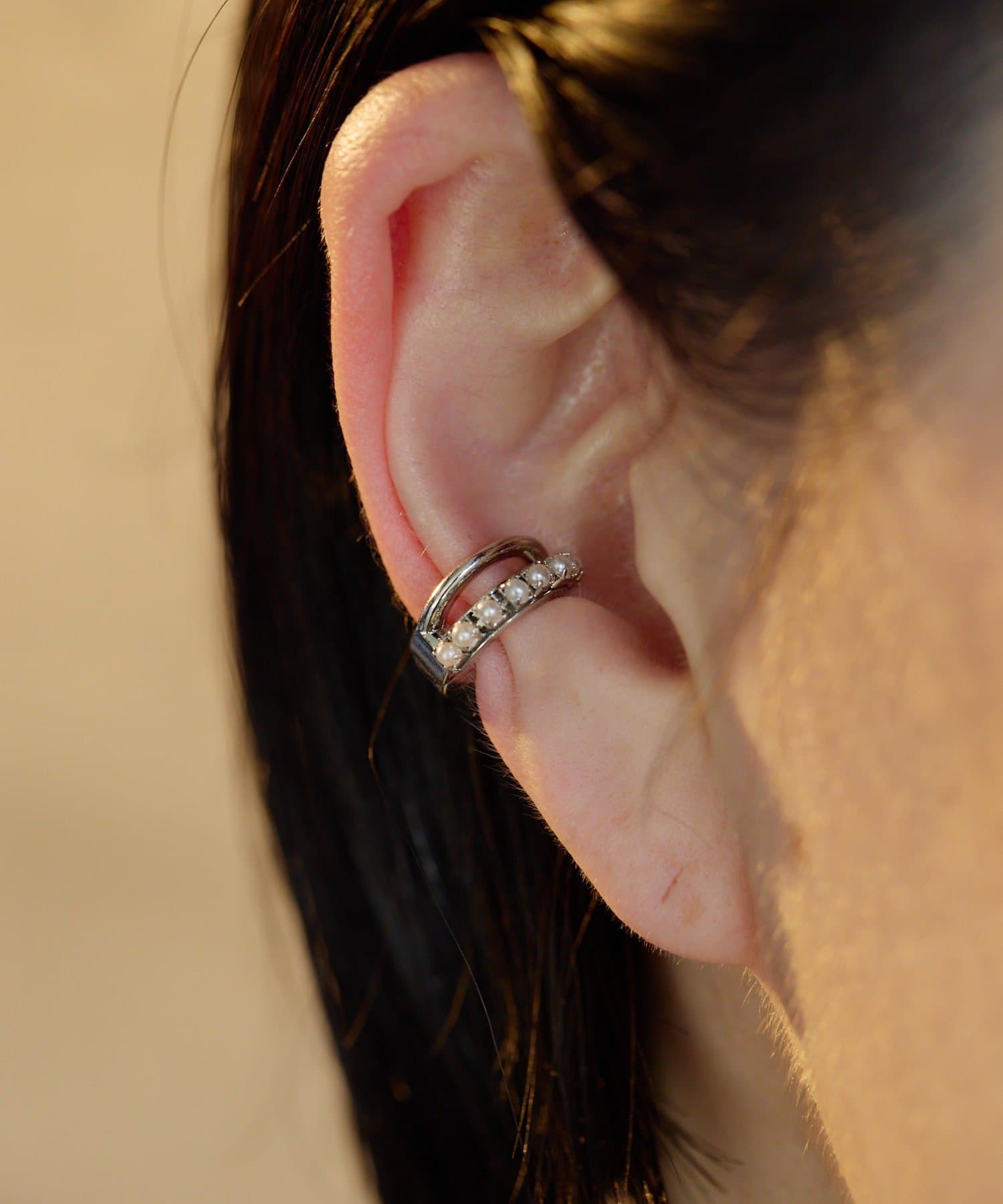 ear PAPILLONNER(イア パピヨネ) パールダブルラインイヤリング/イヤーカフ