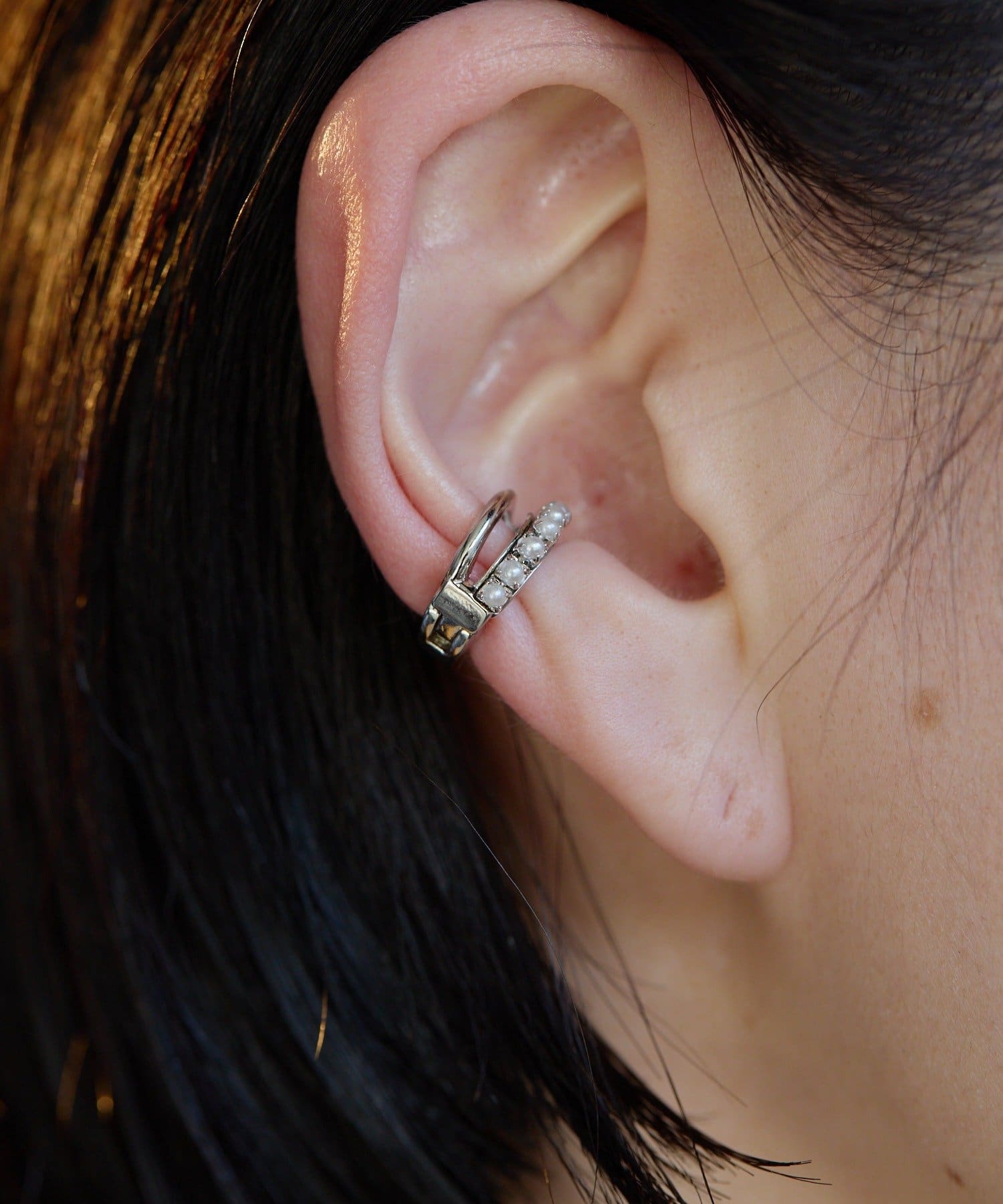 ear PAPILLONNER(イア パピヨネ) パールダブルラインイヤリング/イヤーカフ