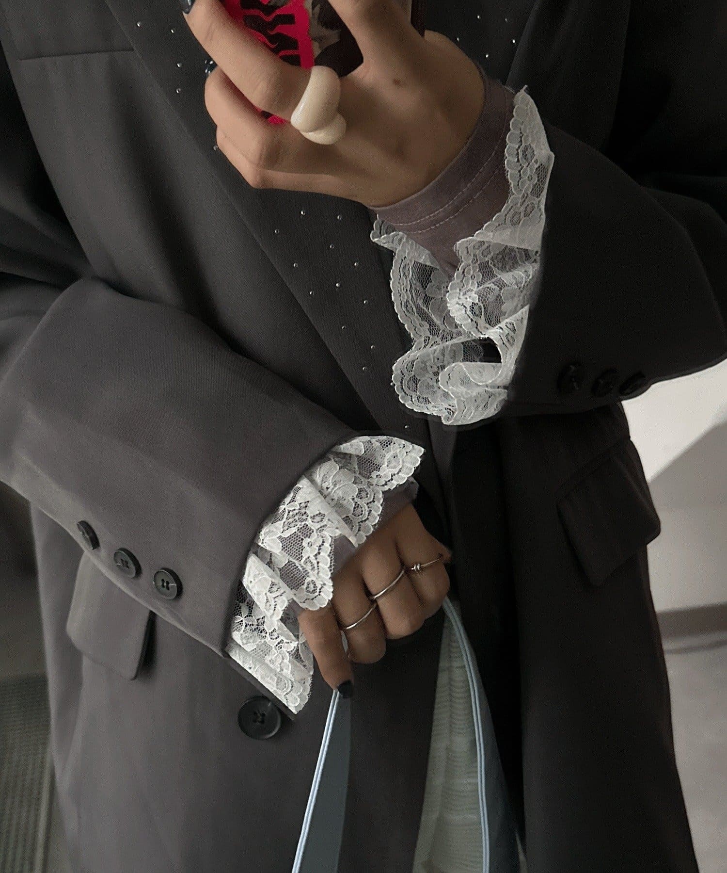 CIAOPANIC(チャオパニック) 【あみ(＠a.m.6.43)企画】ラメドットレーステーラードジャケット