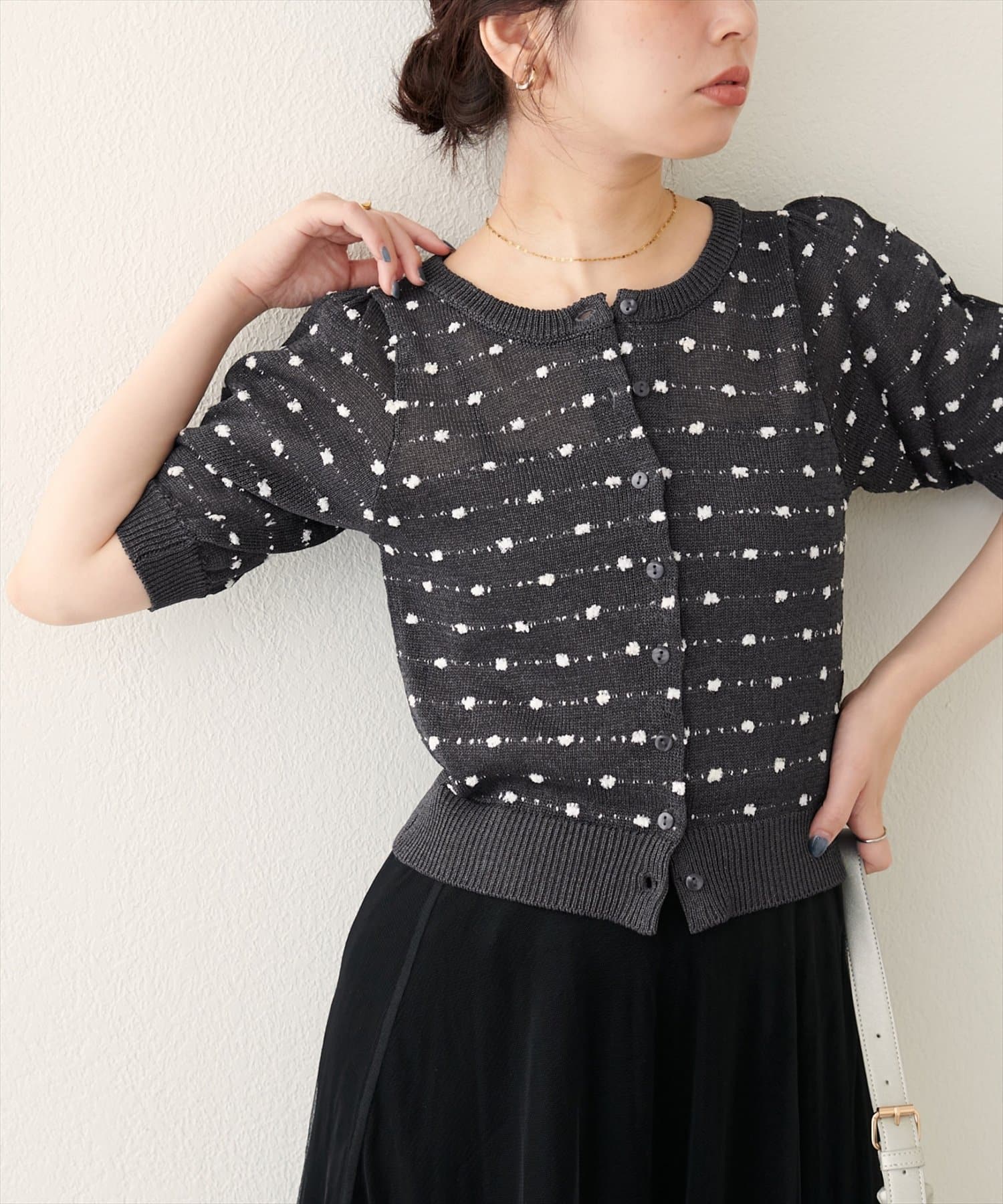 natural couture(ナチュラルクチュール) ぽんぽんカーディガン