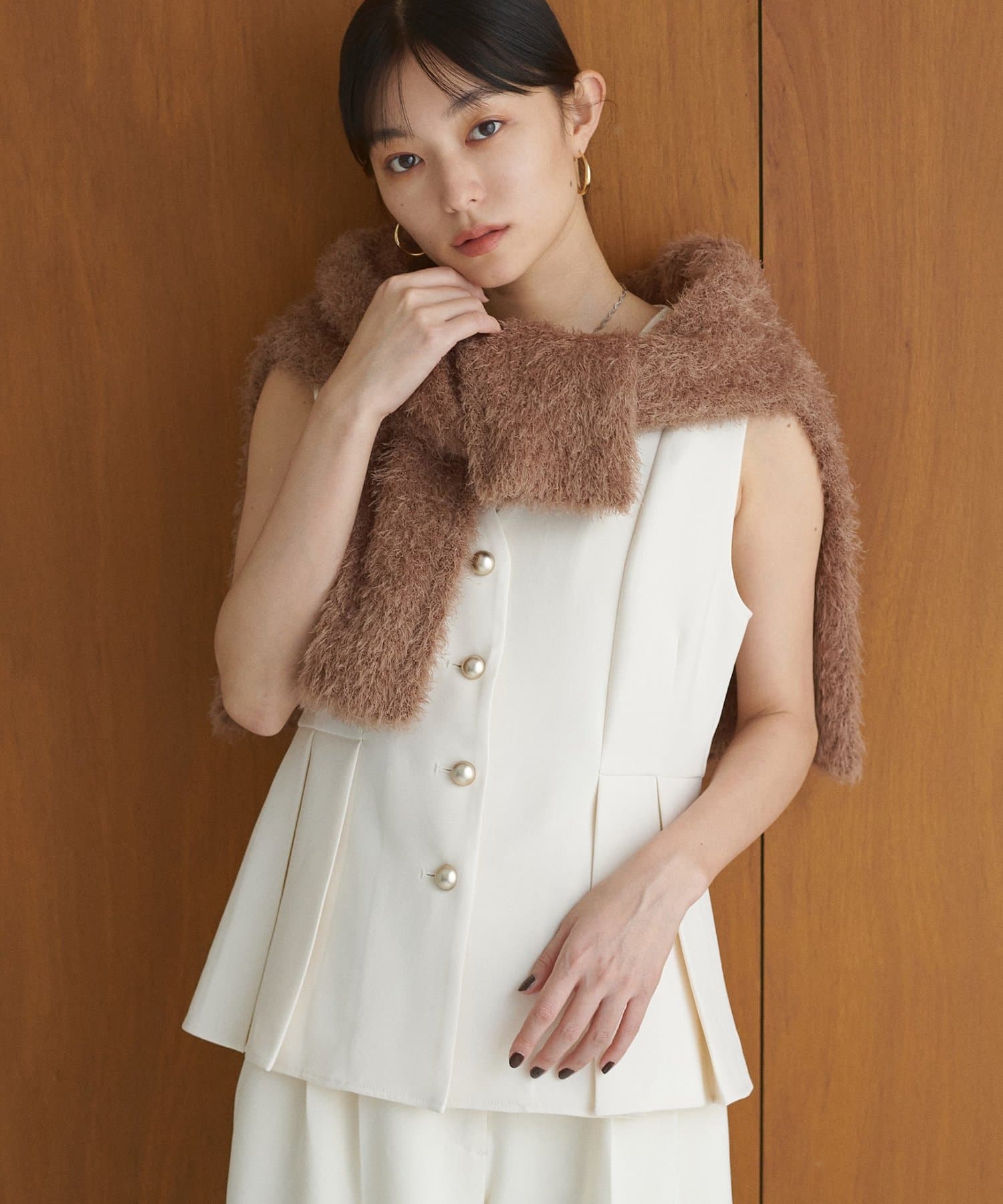 natural couture(ナチュラルクチュール) 【WEB限定】金釦ペプラムベスト