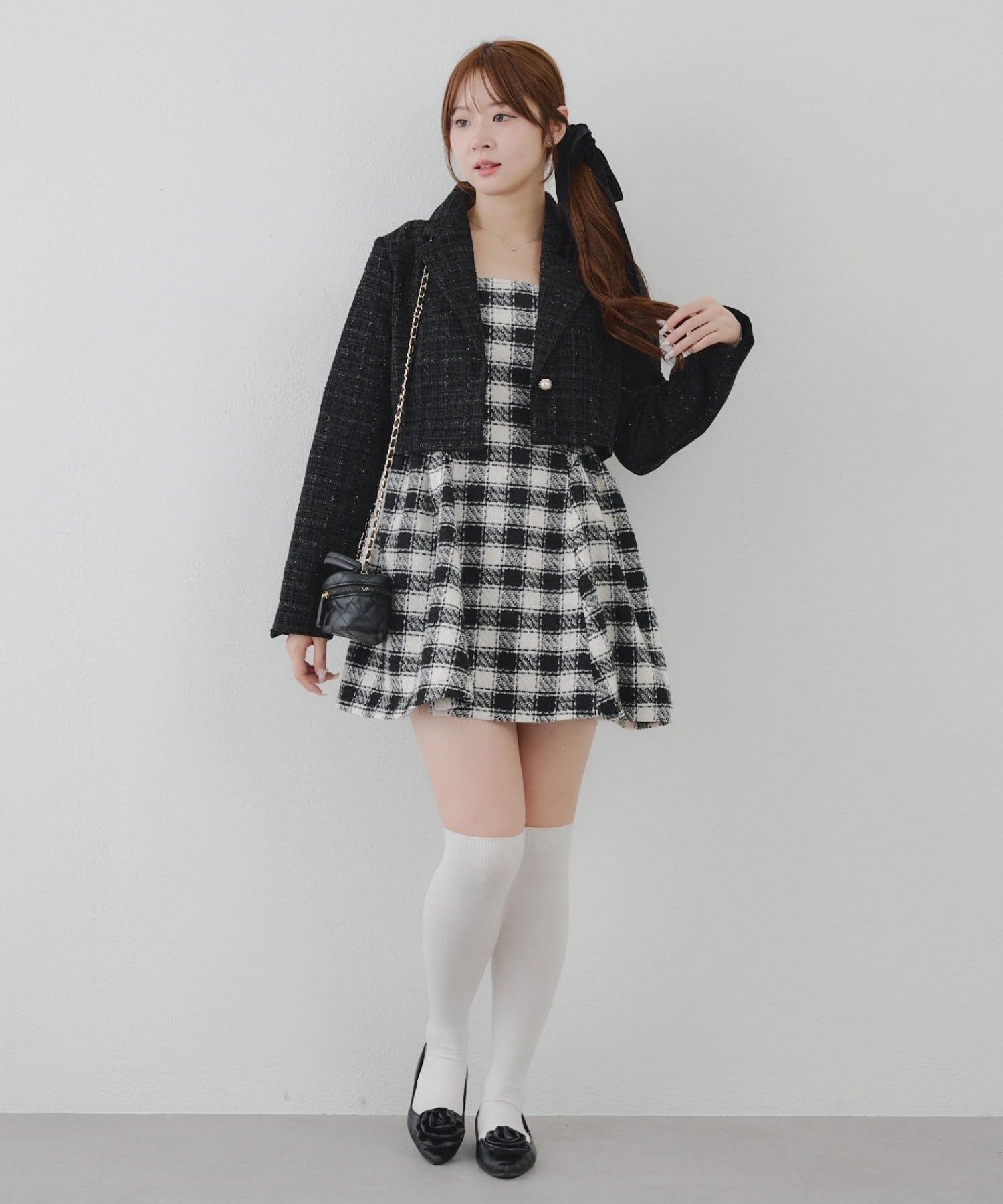 NICE CLAUP / OLIVE des OLIVE OUTLET(ナイスクラップ  / オリーブ デ オリーブ アウトレット) 【continuer】肩リボンミニジャンスカ