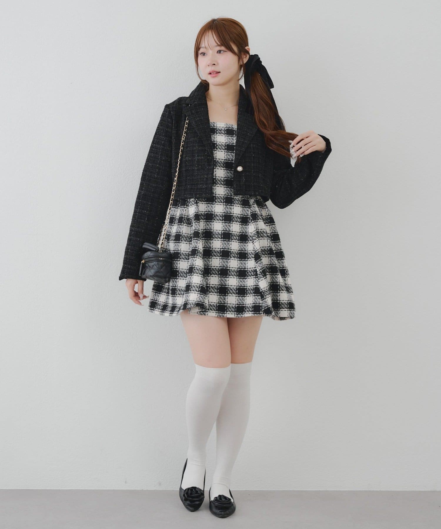 Remind me and forever(リマインドミーアンドフォーエバー) 【Tweed Collection】肩リボンミニジャンスカ