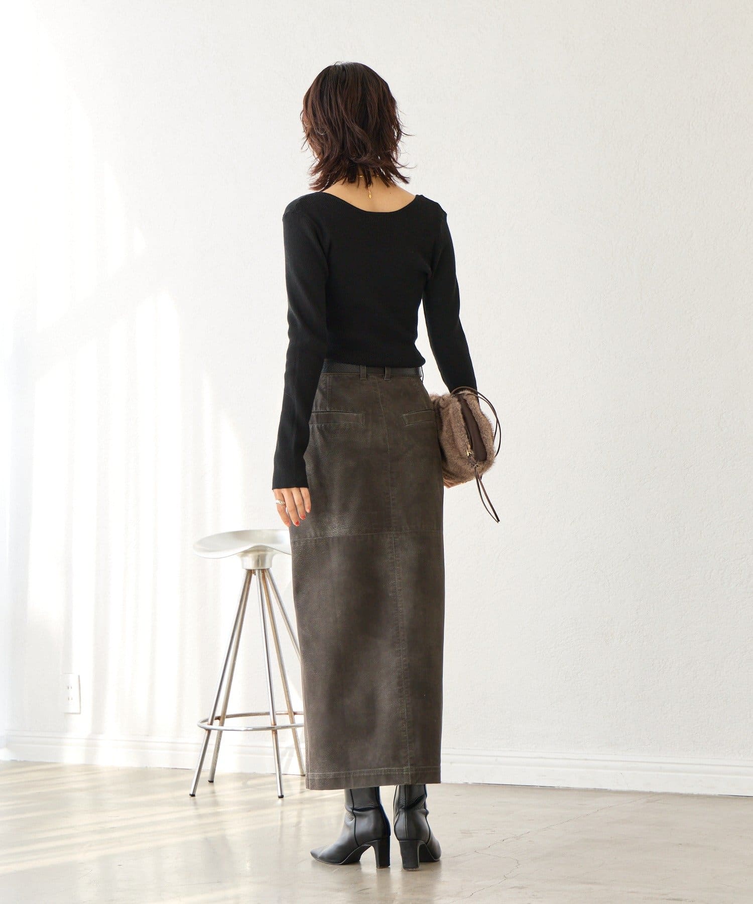 RIVE DROITE(リヴドロワ) 【女性らしい抜け感】スクエア2WAYリブニット