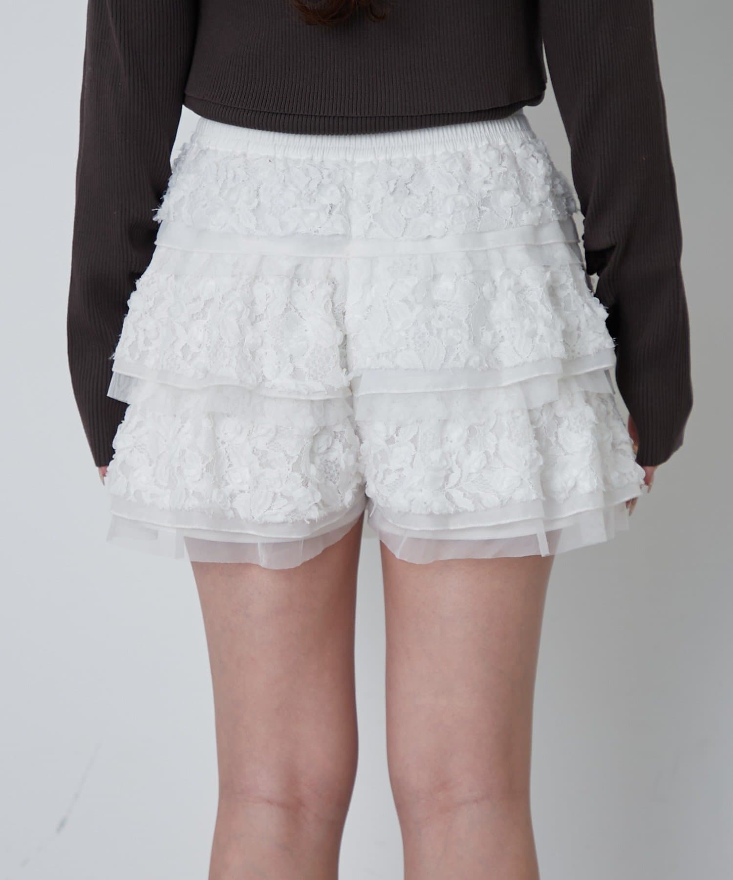 RAY CASSIN(レイカズン) レースティアードミニスカパン