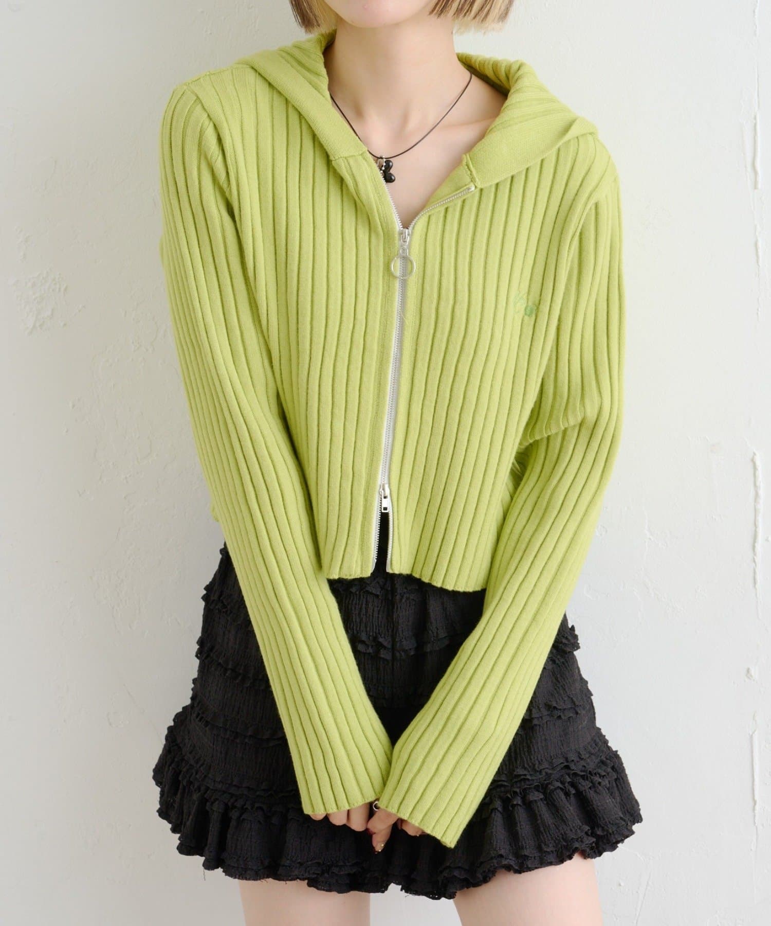 w closet(ダブルクローゼット) WZIPフーディーニット