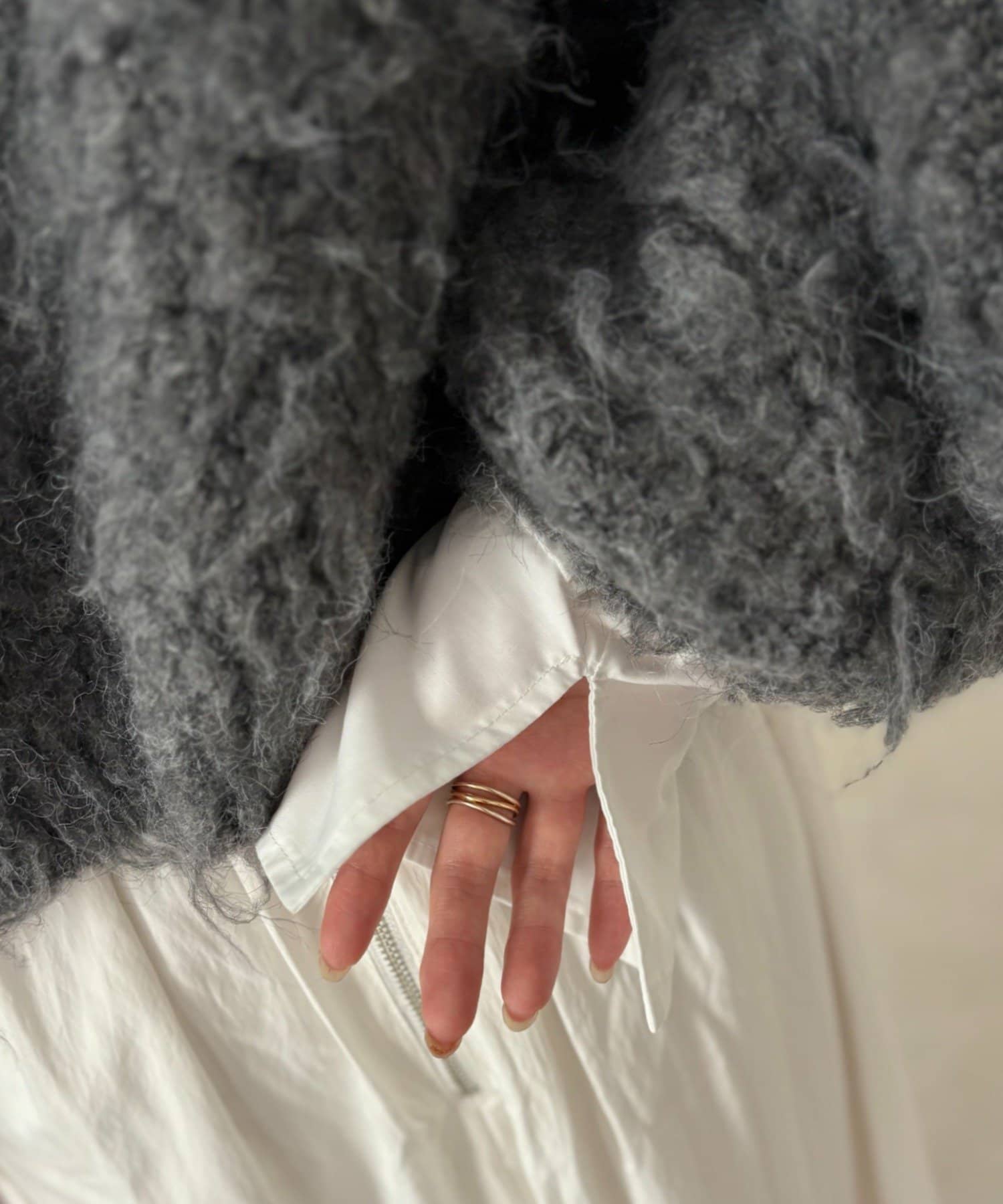 gemeil(ジェムイル) ドッキングスリーブシャギーニット(LA-333)