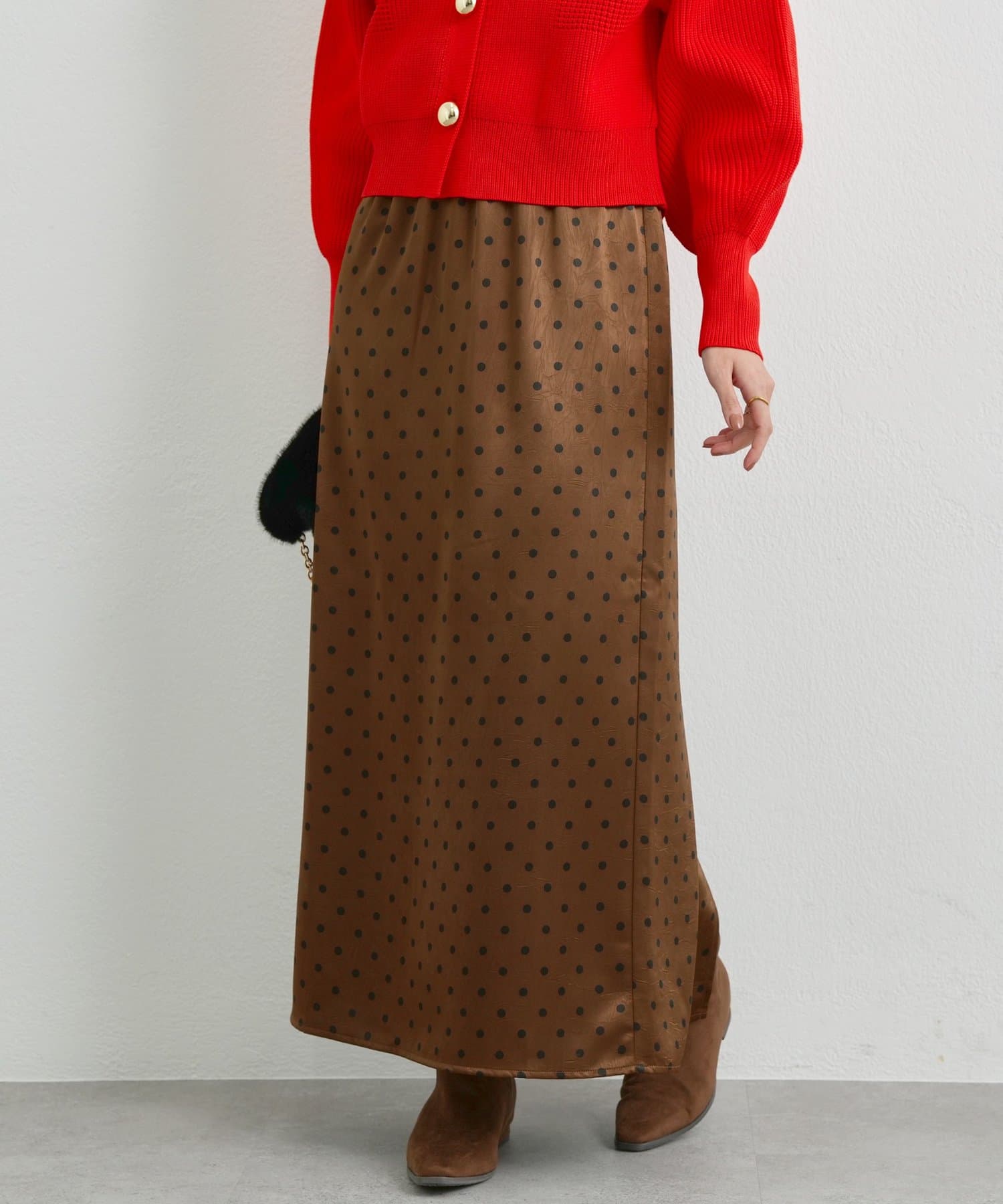 un dix cors(アンディコール) 《大人可愛い◎》ドットサテンIラインスカート