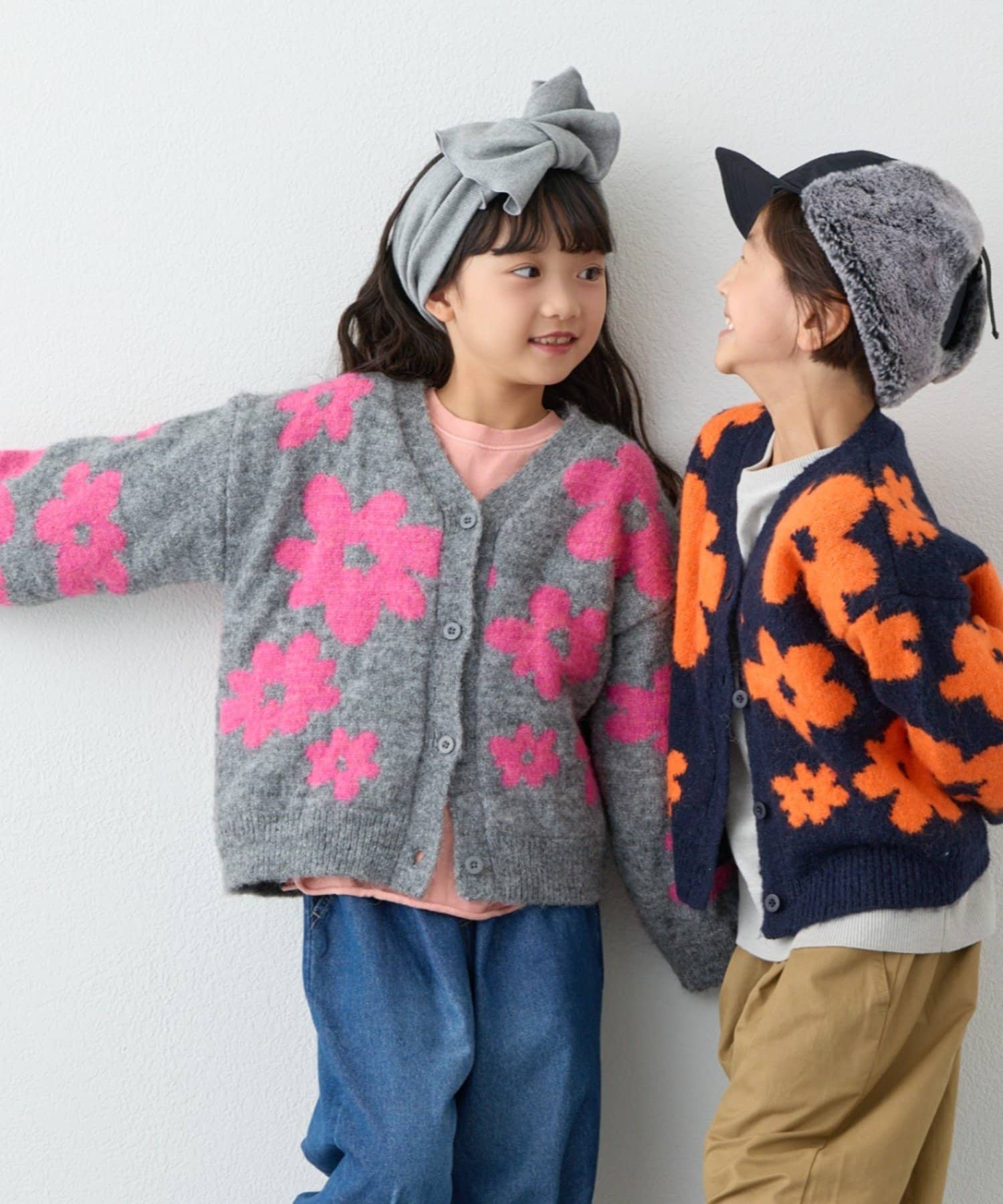 CIAOPANIC TYPY(チャオパニックティピー) 【KIDS】【ジュニアサイズあり】総柄フラワーニットカーデ