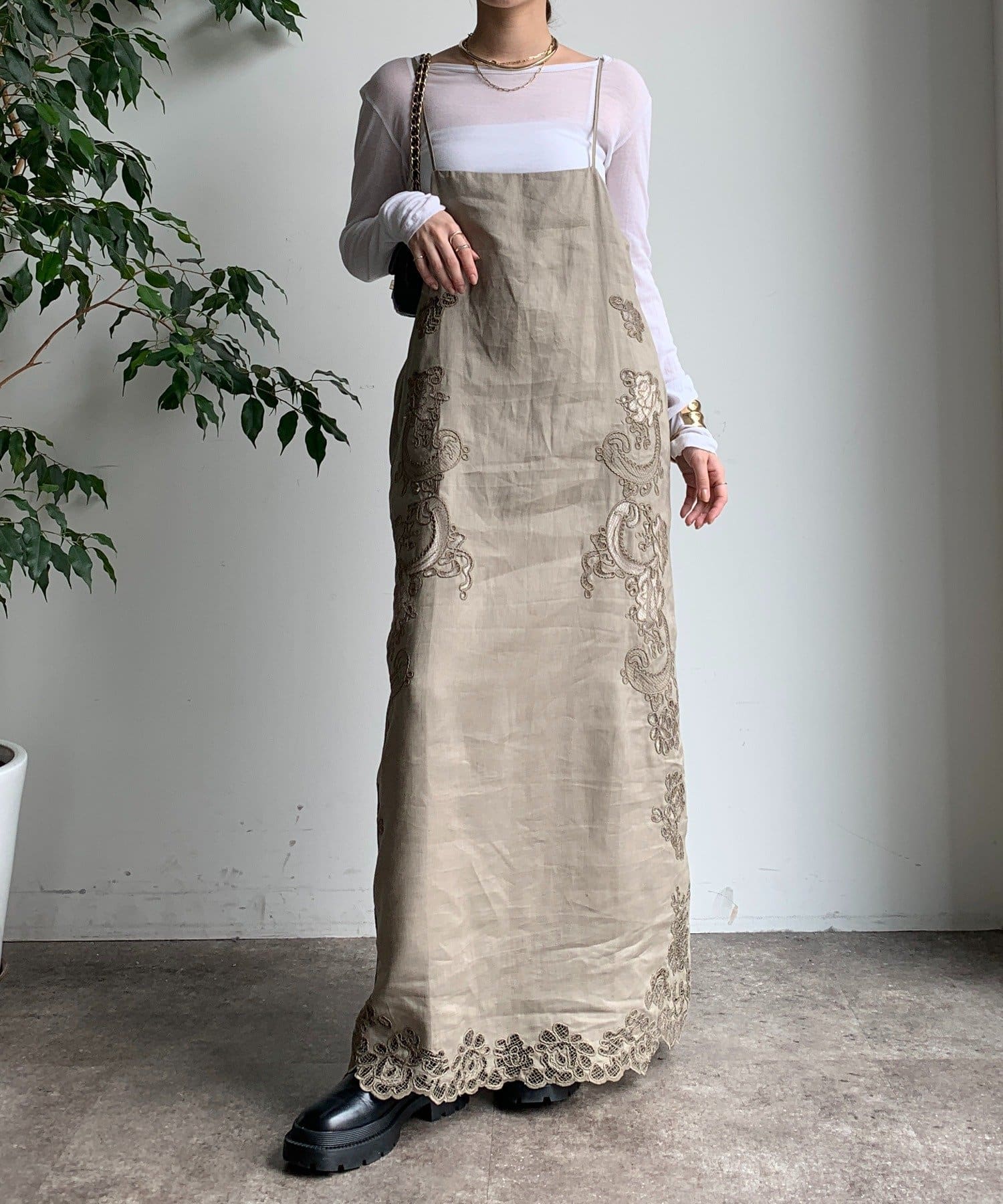 DouDou】刺繍レースリネンワンピース | OUTLET(アウトレット