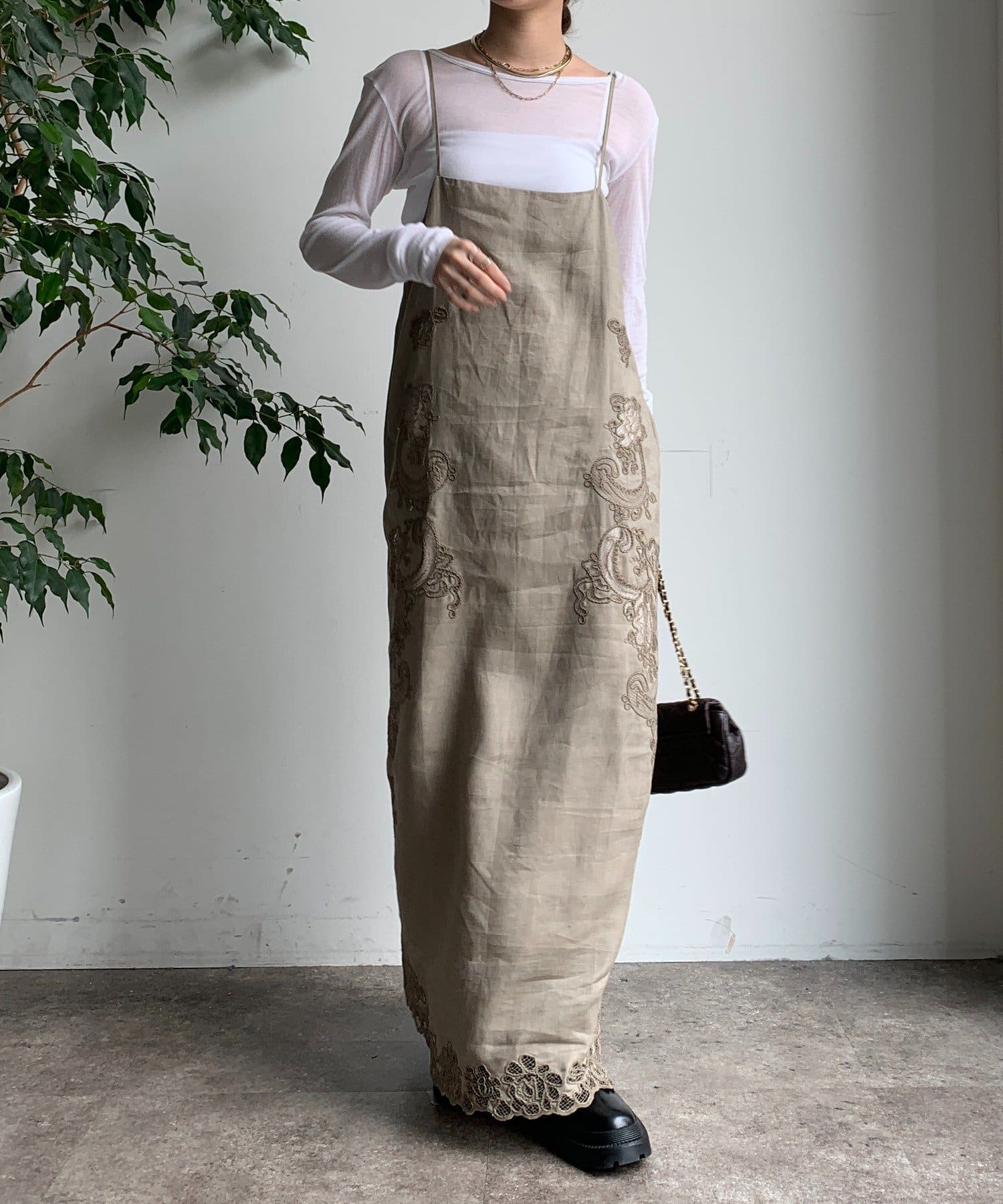 DouDou】刺繍レースリネンワンピース | OUTLET(アウトレット