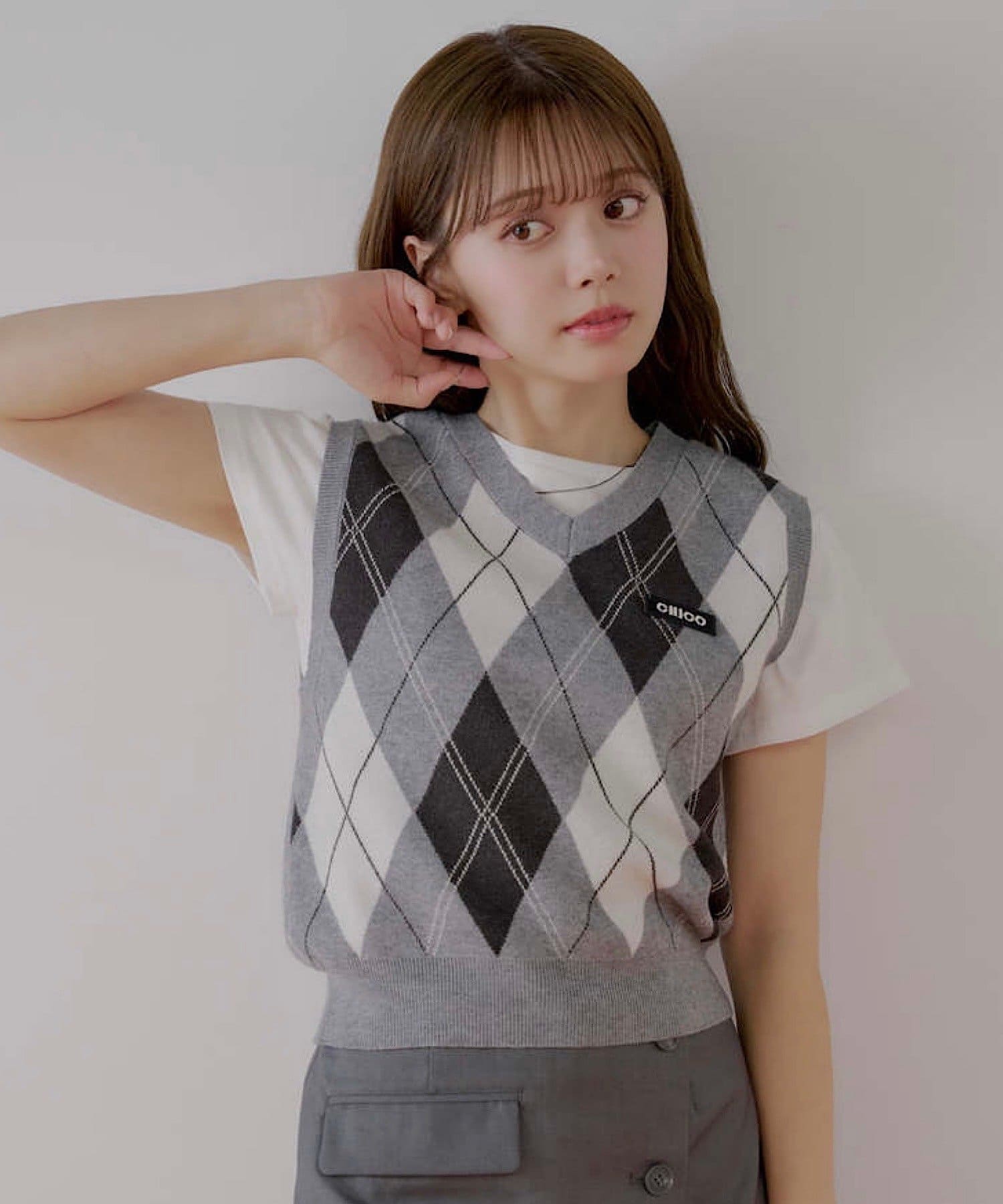 OUTLET(アウトレット) 【Chico】アーガイルルーズベストセット