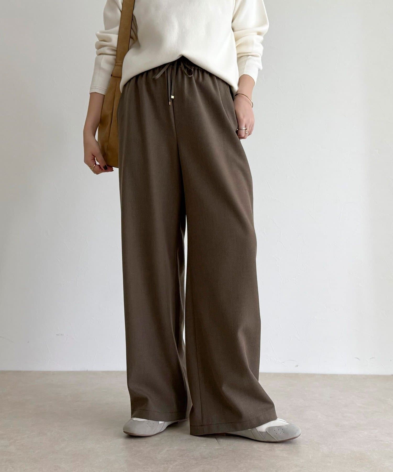 FREDY & GLOSTER(フレディ アンド グロスター) 【低身長サイズ34有り】ウールライクイージーセミワイドパンツ