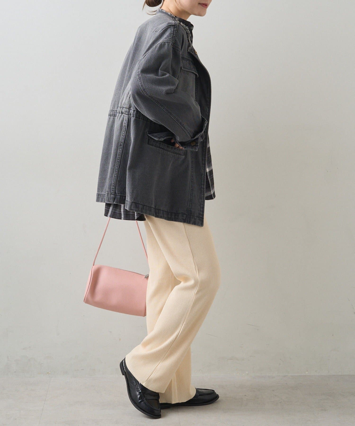 PUAL CE CIN(ピュアルセシン) デニムノーカラーワークジャケット