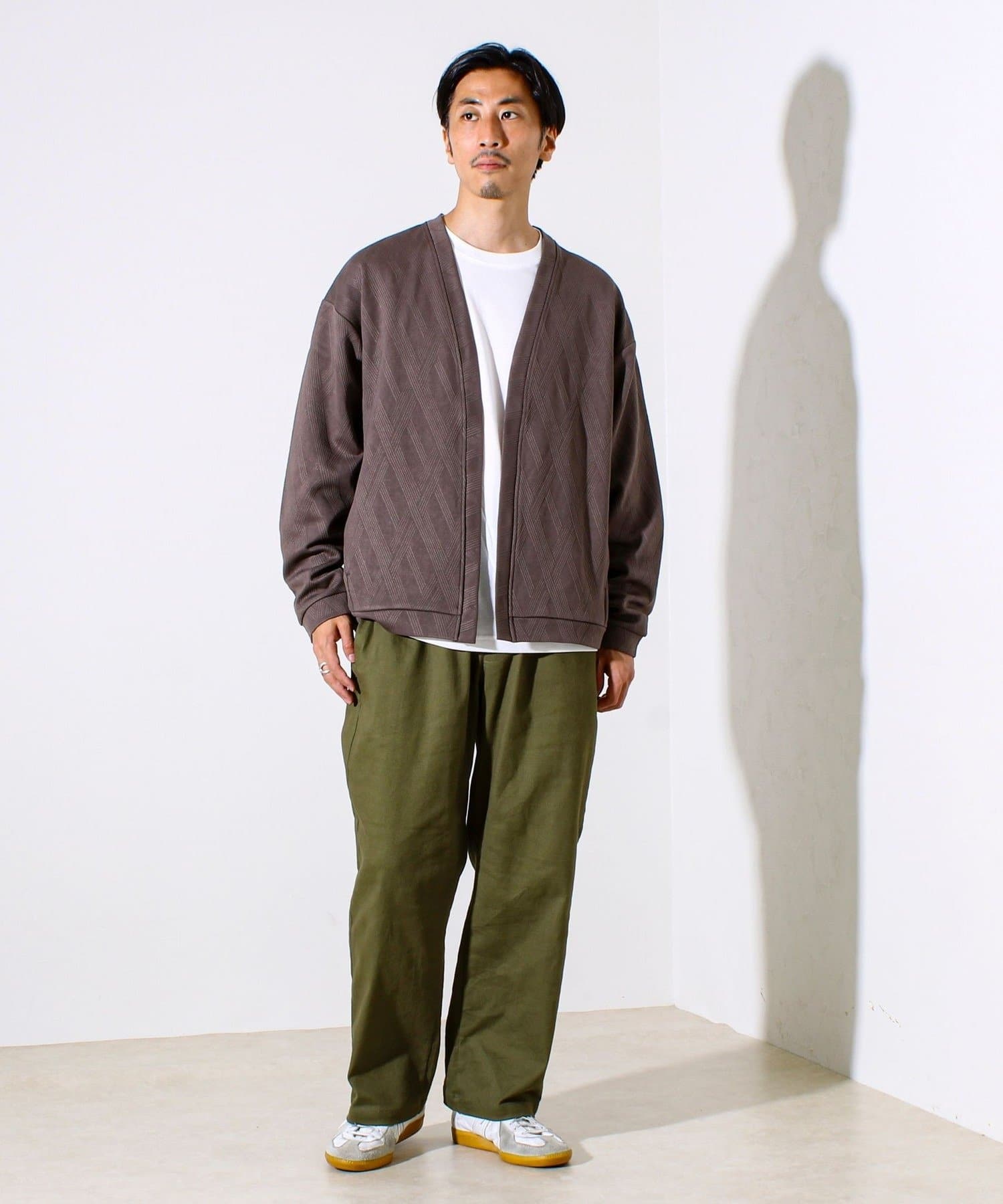 カーディガン＋ロンT セットアイテム】ふくれジャガード カーデ