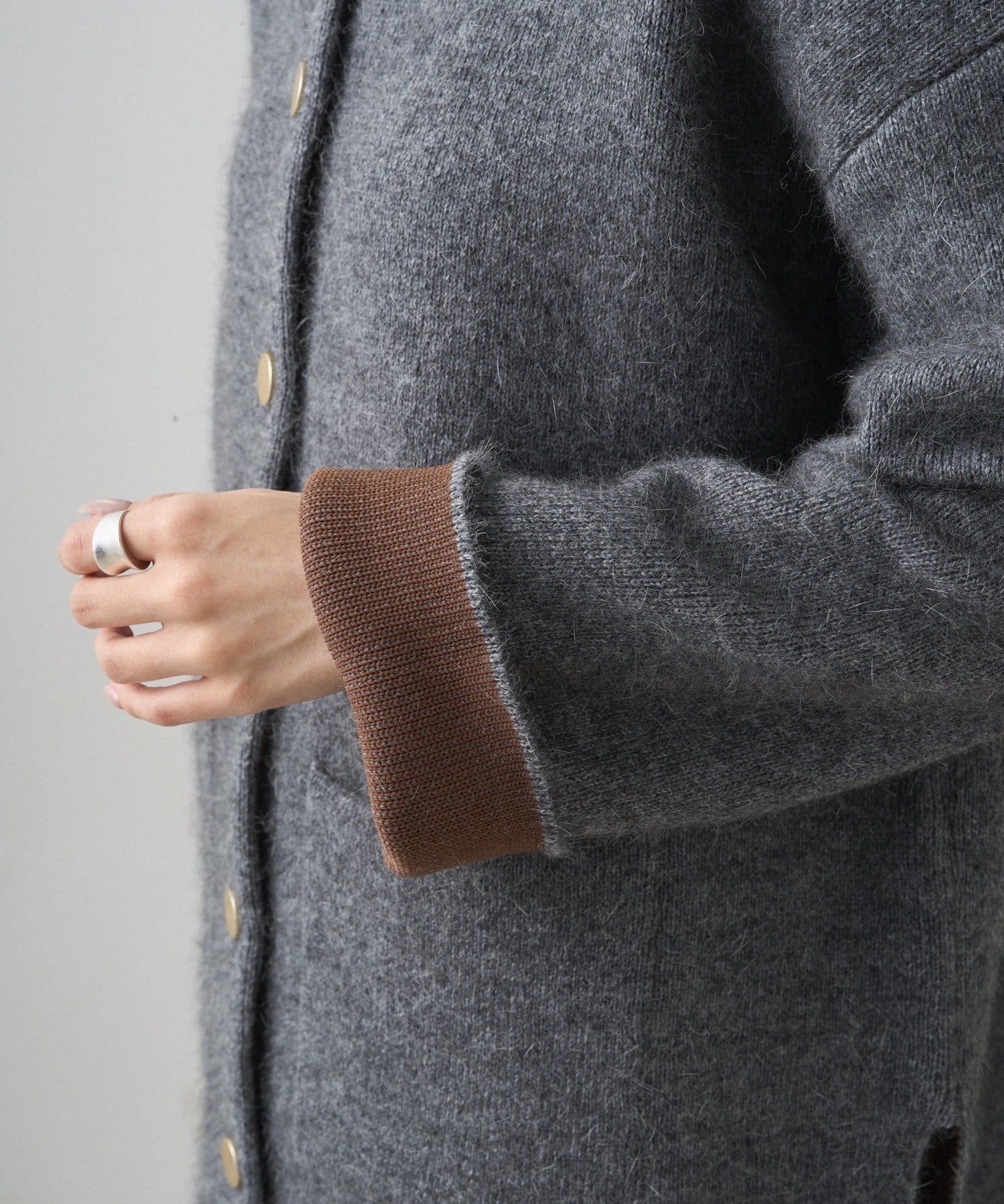 PUAL CE CIN(ピュアルセシン) Wフェイスニットノーカラーハーフコート