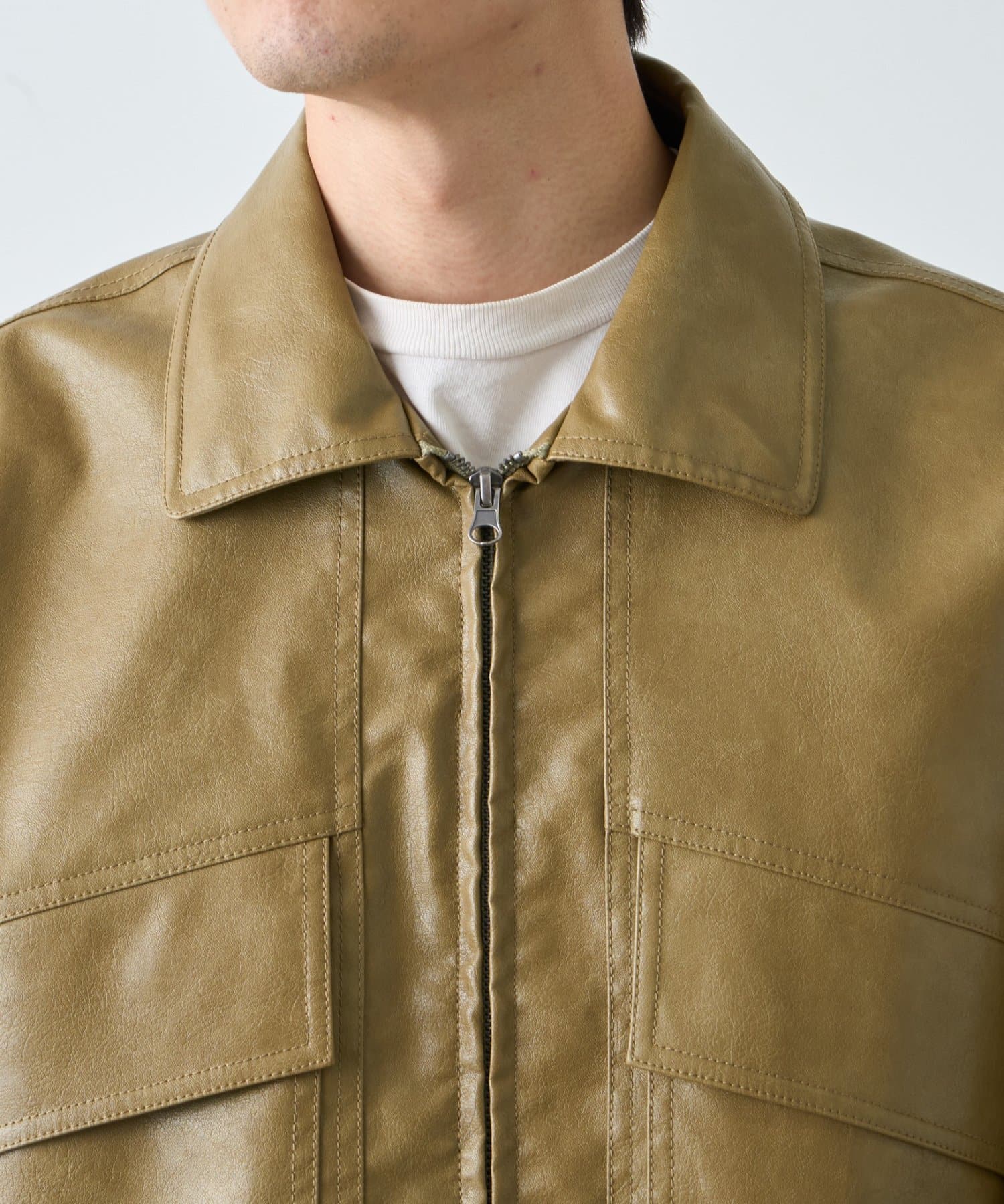 CIAOPANIC TYPY(チャオパニックティピー) 【ユニセックス】襟ボア取り外し可能/合皮/レザージップアップブルゾン