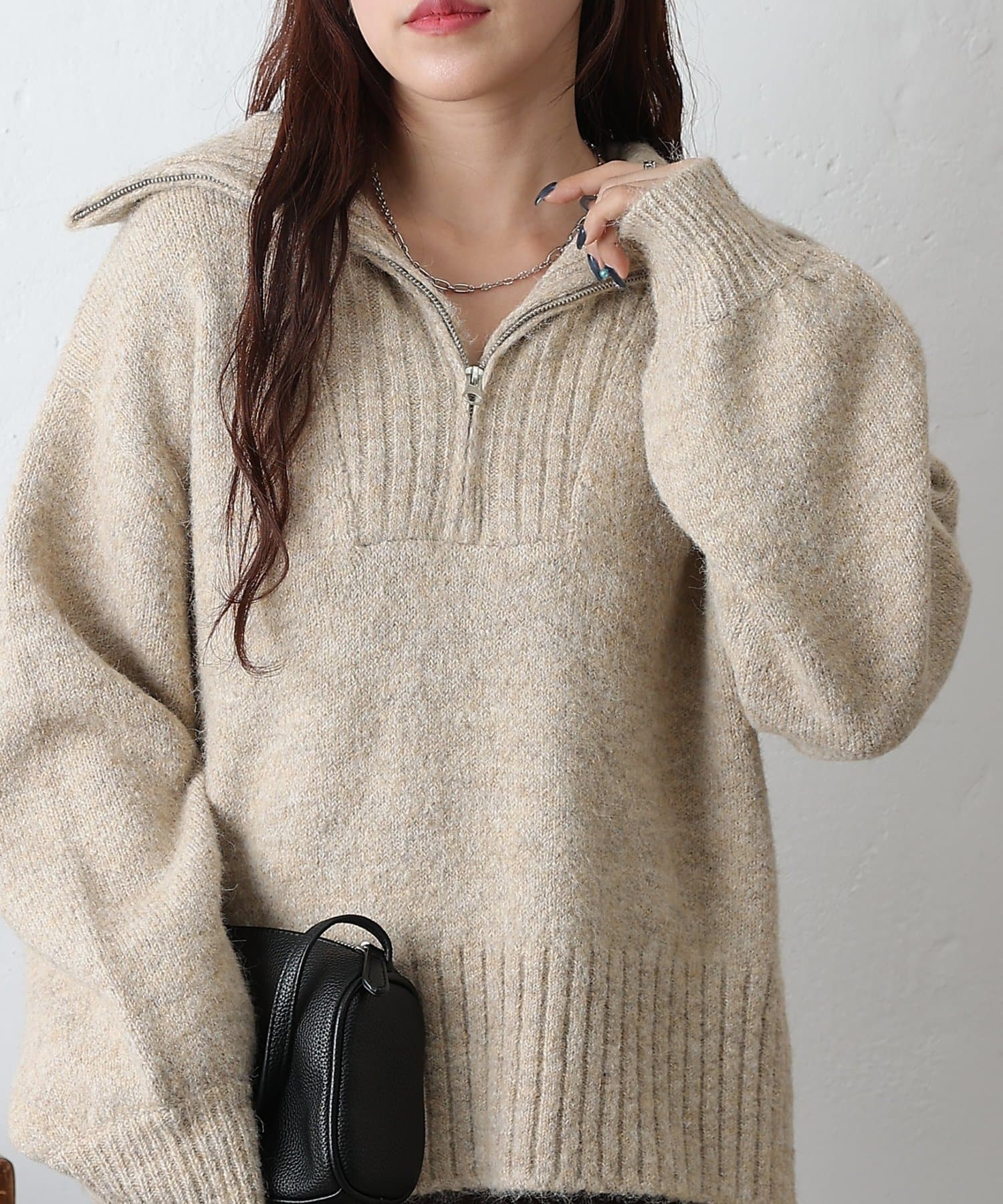 COLONY 2139(コロニー トゥーワンスリーナイン) アルパカタッチハーフZIPプルオーバー