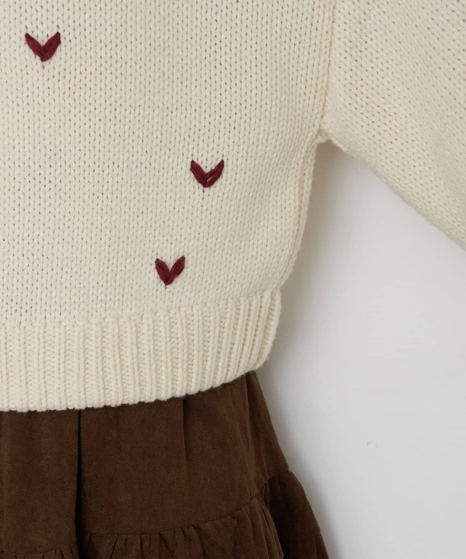 RAY CASSIN(レイカズン) ジップルーズハート柄ショートカーディガン