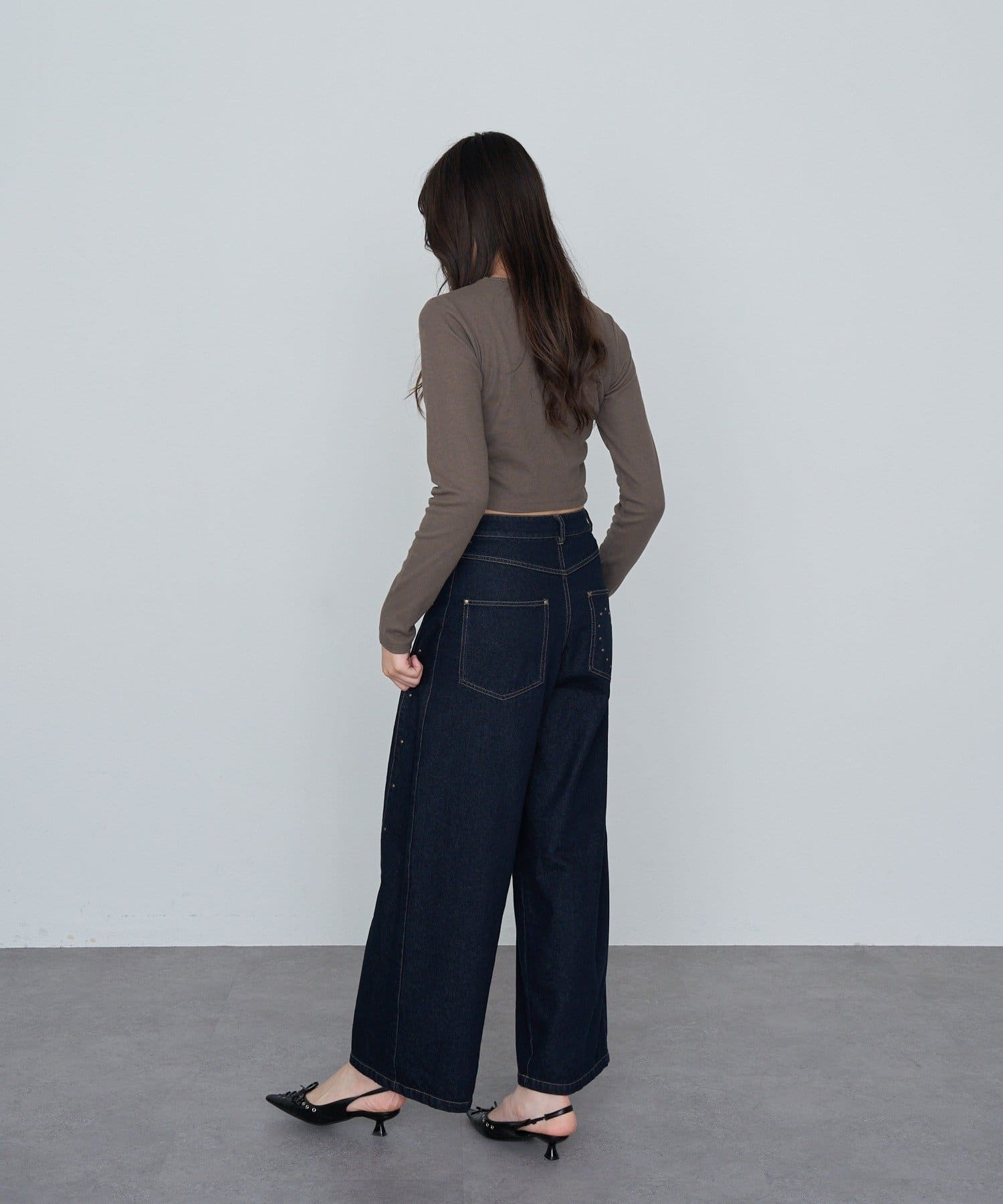 RAY CASSIN(レイカズン) ラインストーンロゴチビロンTシャツ
