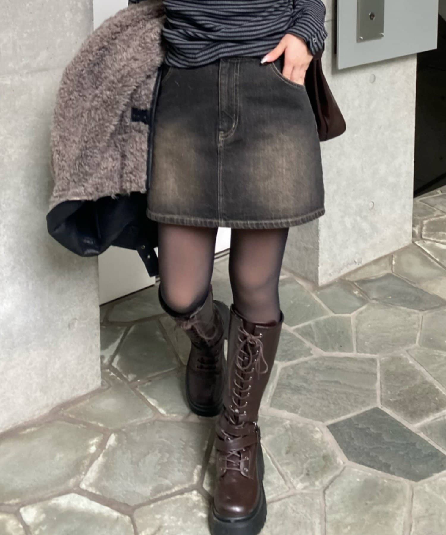 RAY CASSIN(レイカズン) ピグメントデニムミニスカート