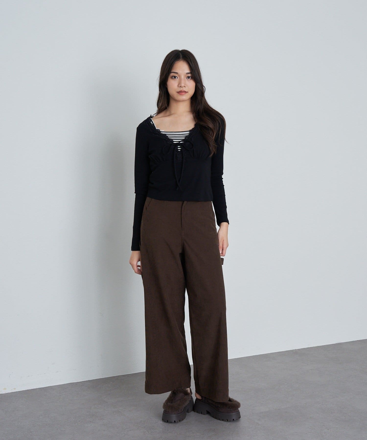 RAY CASSIN(レイカズン) レース切替ロングTシャツ