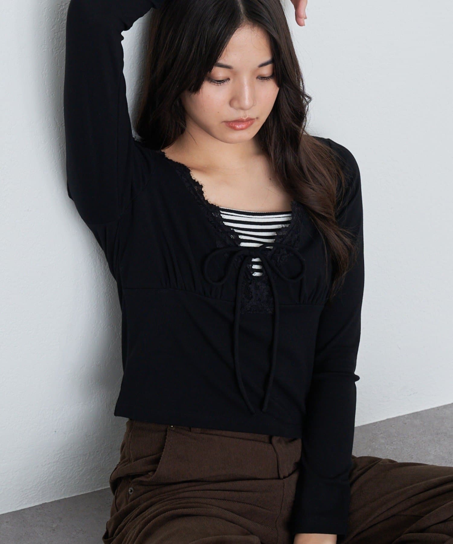 RAY CASSIN(レイカズン) レース切替ロンTシャツ
