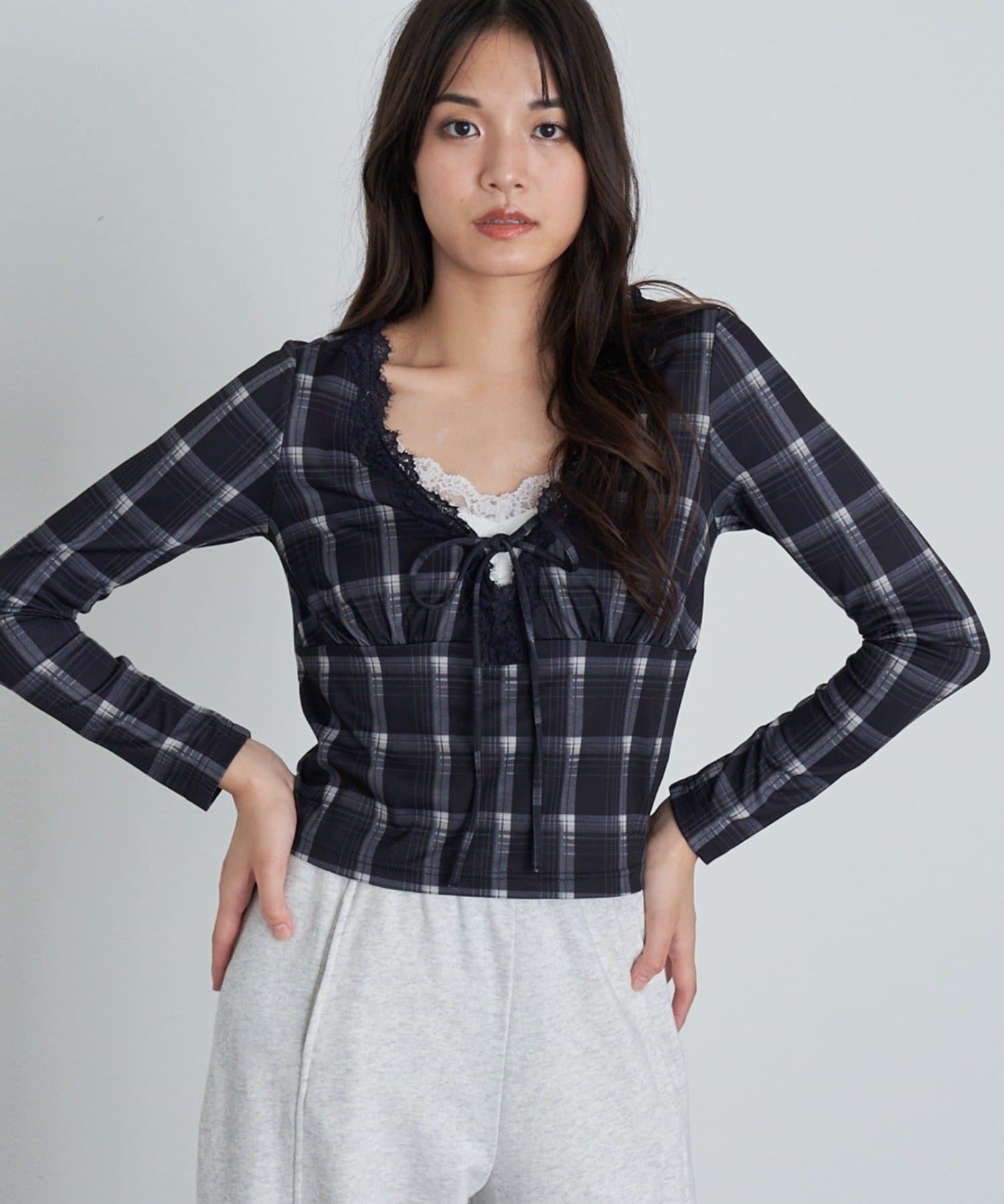 RAY CASSIN(レイカズン) レース切替ロンTシャツ