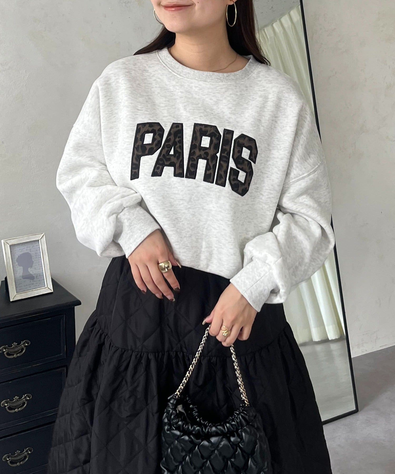 prose verse(プロズヴェール) PARISレオパードロゴ裏起毛スウェット