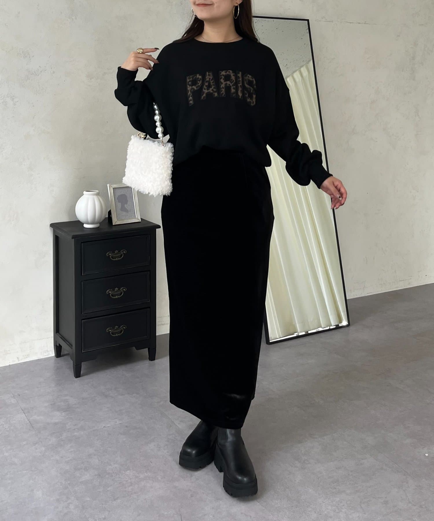 prose verse(プロズヴェール) PARISレオパードロゴ裏起毛スウェット