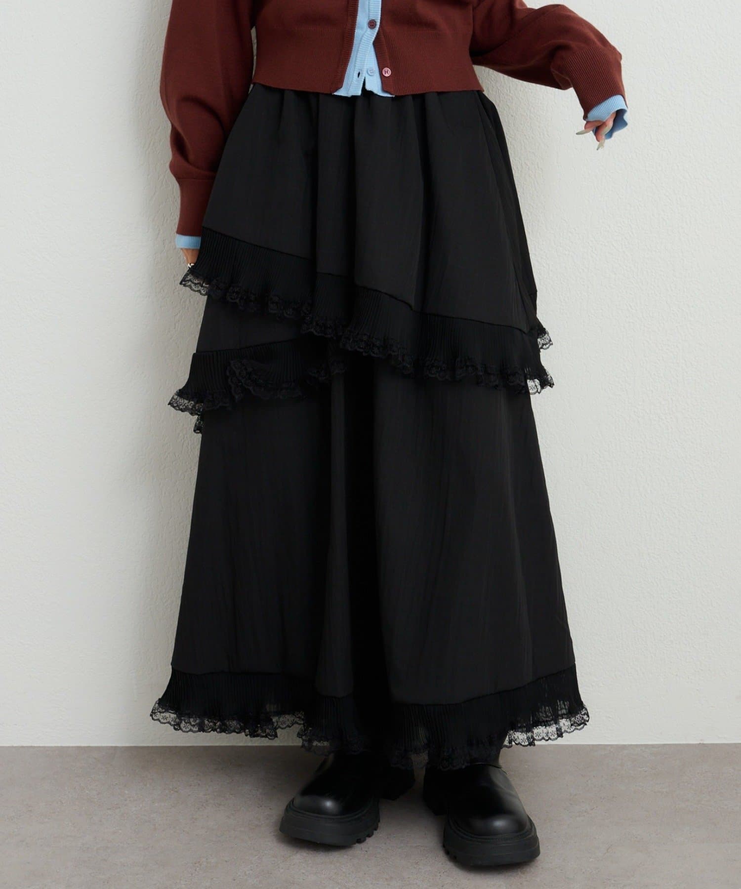 w closet(ダブルクローゼット) イレヘムレースロングスカート