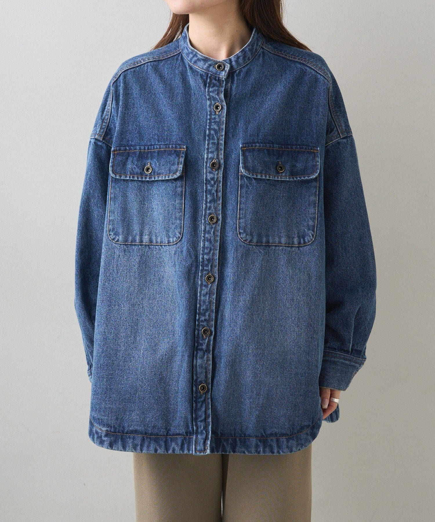 PUAL CE CIN(ピュアルセシン) コーンデニムバンドカラーデニムジャケット