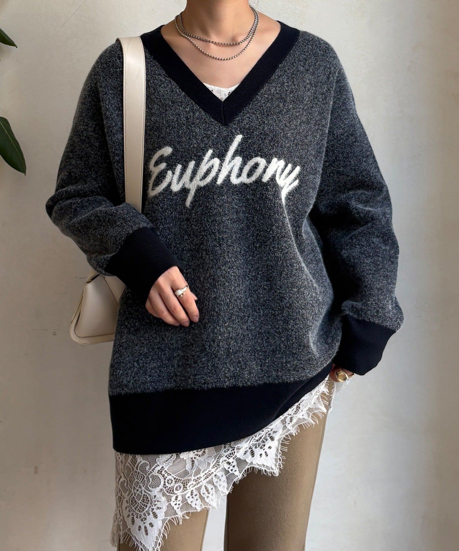 DOUDOU(ドゥドゥ) 【WEB限定】ロゴシャギーニット