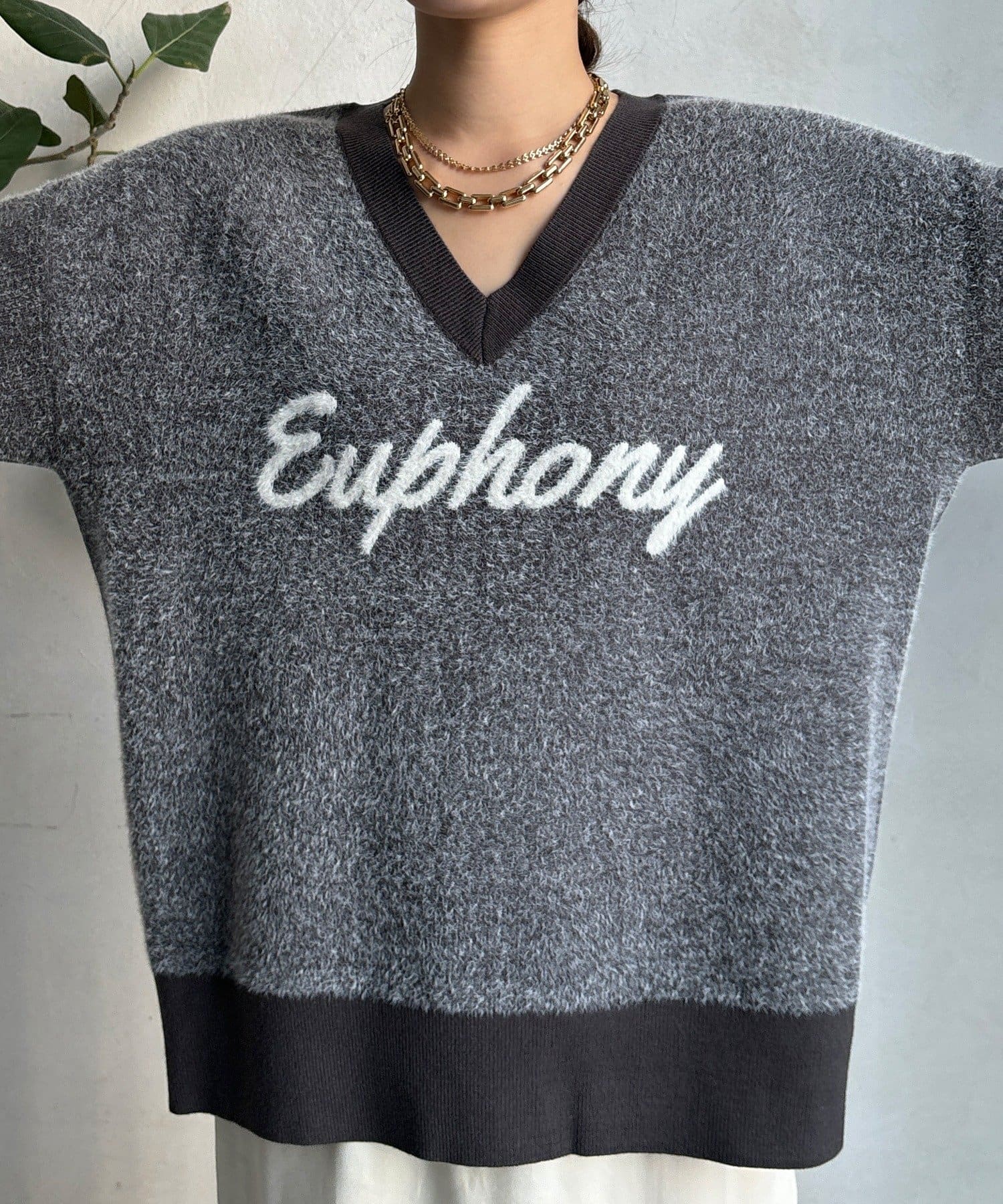 DOUDOU(ドゥドゥ) 【WEB限定】ロゴシャギーニット