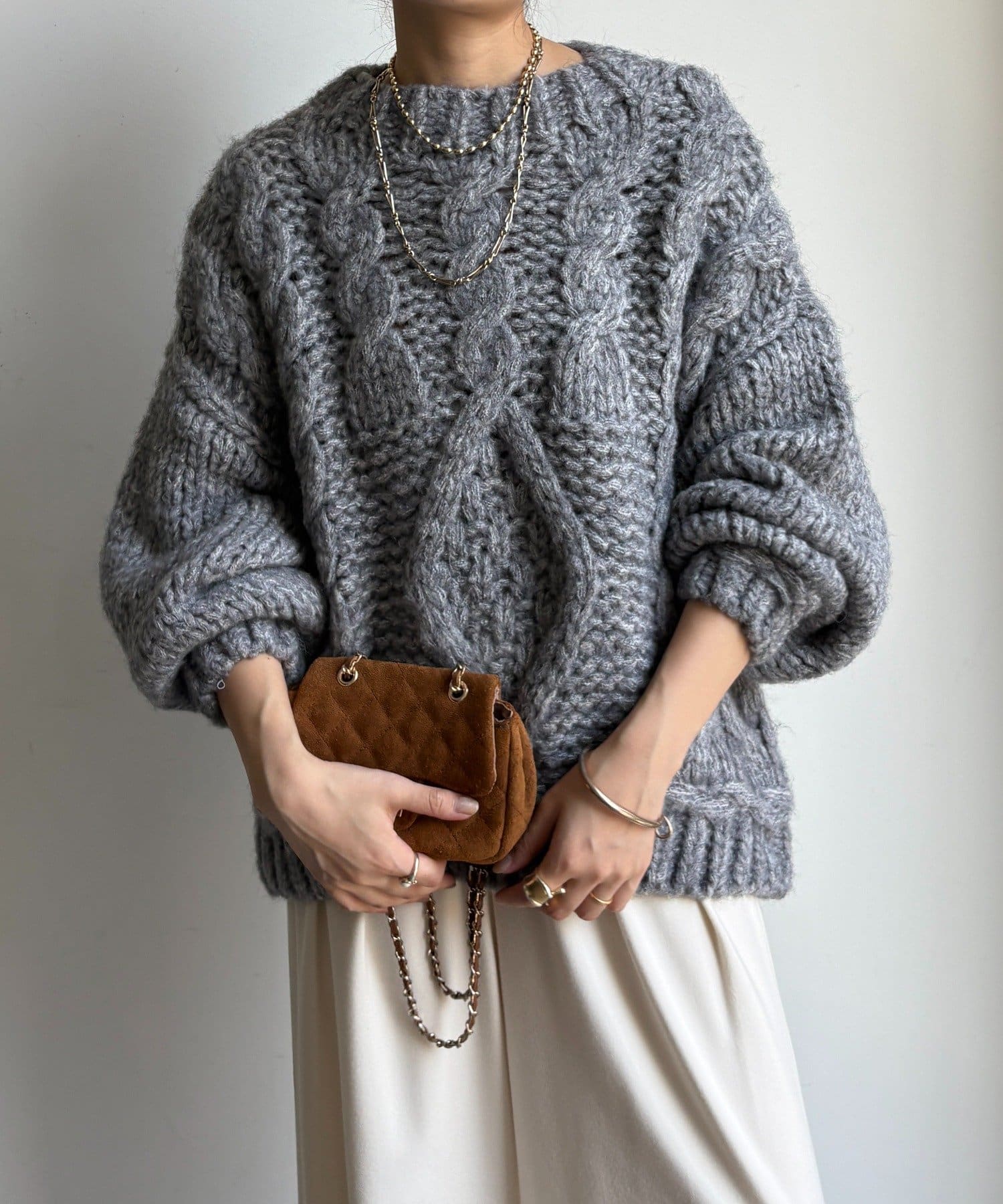 DOUDOU(ドゥドゥ) 【WEB限定】ローゲージケーブルニット