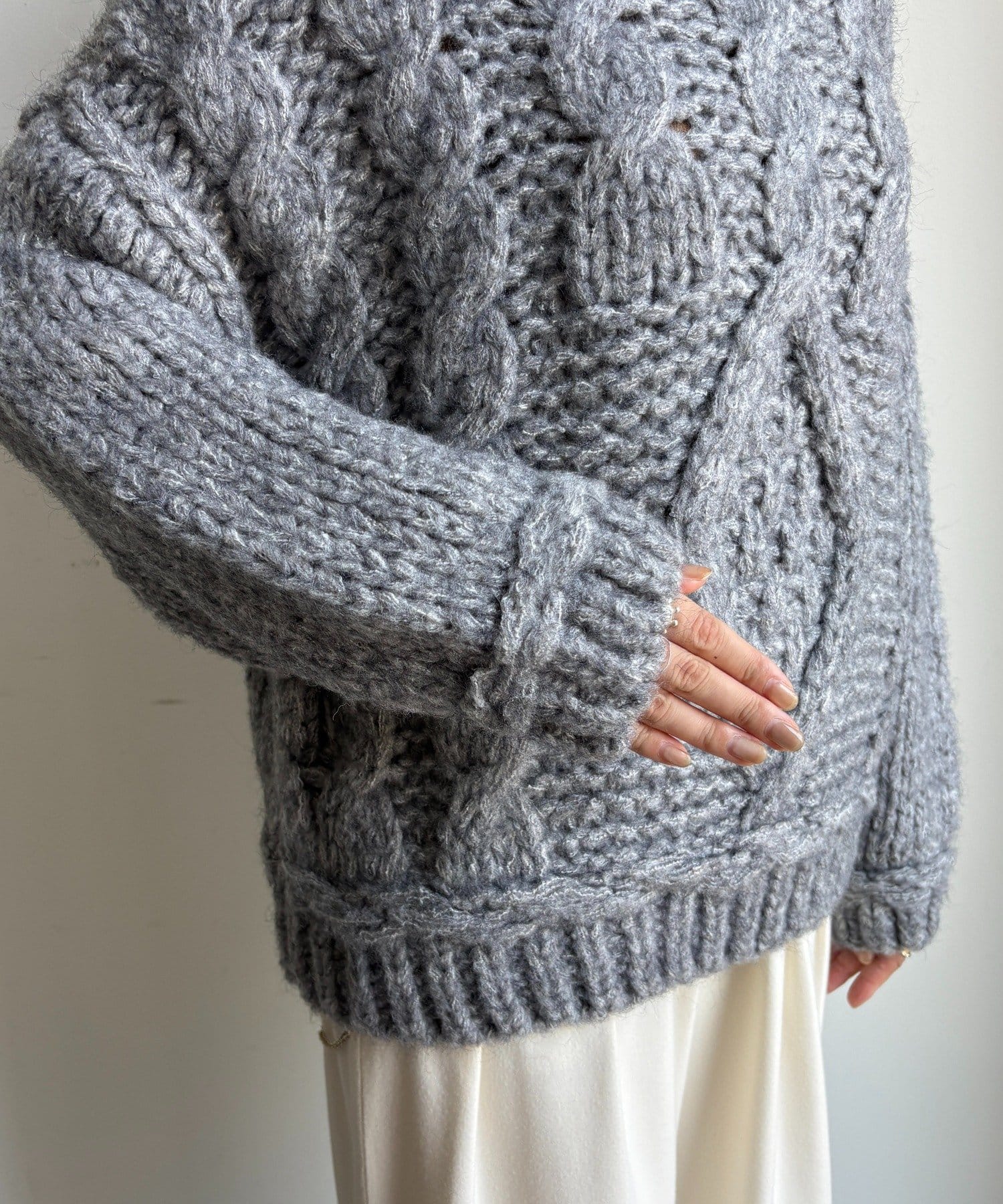 DOUDOU(ドゥドゥ) 【WEB限定】ローゲージケーブルニット