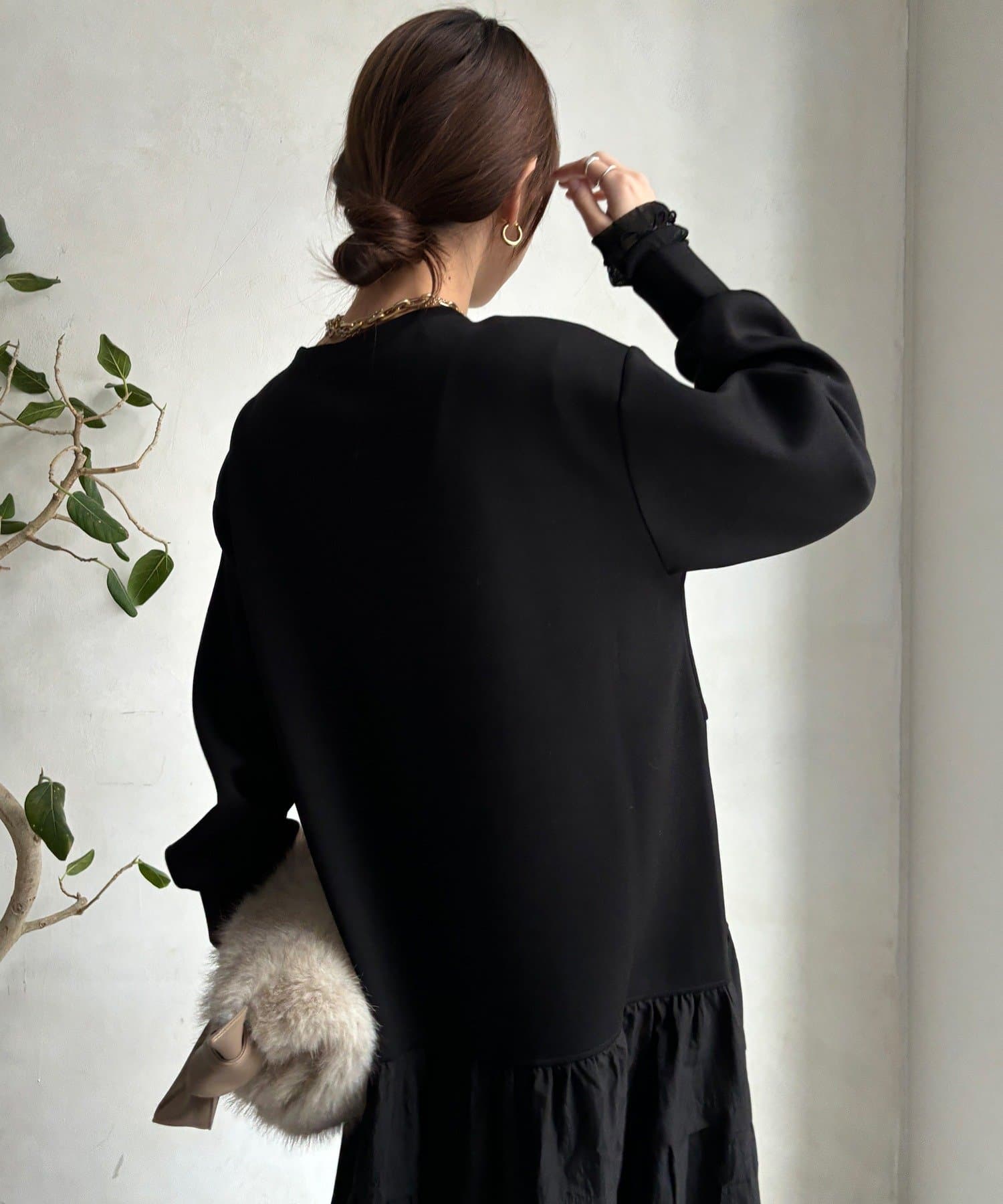 DOUDOU(ドゥドゥ) 【WEB限定】ウエストドロストドッキングワンピース