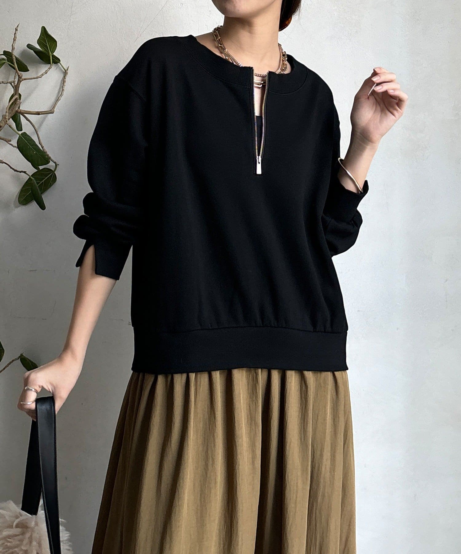 DOUDOU(ドゥドゥ) 【WEB限定】ハーフジップドッキングワンピース