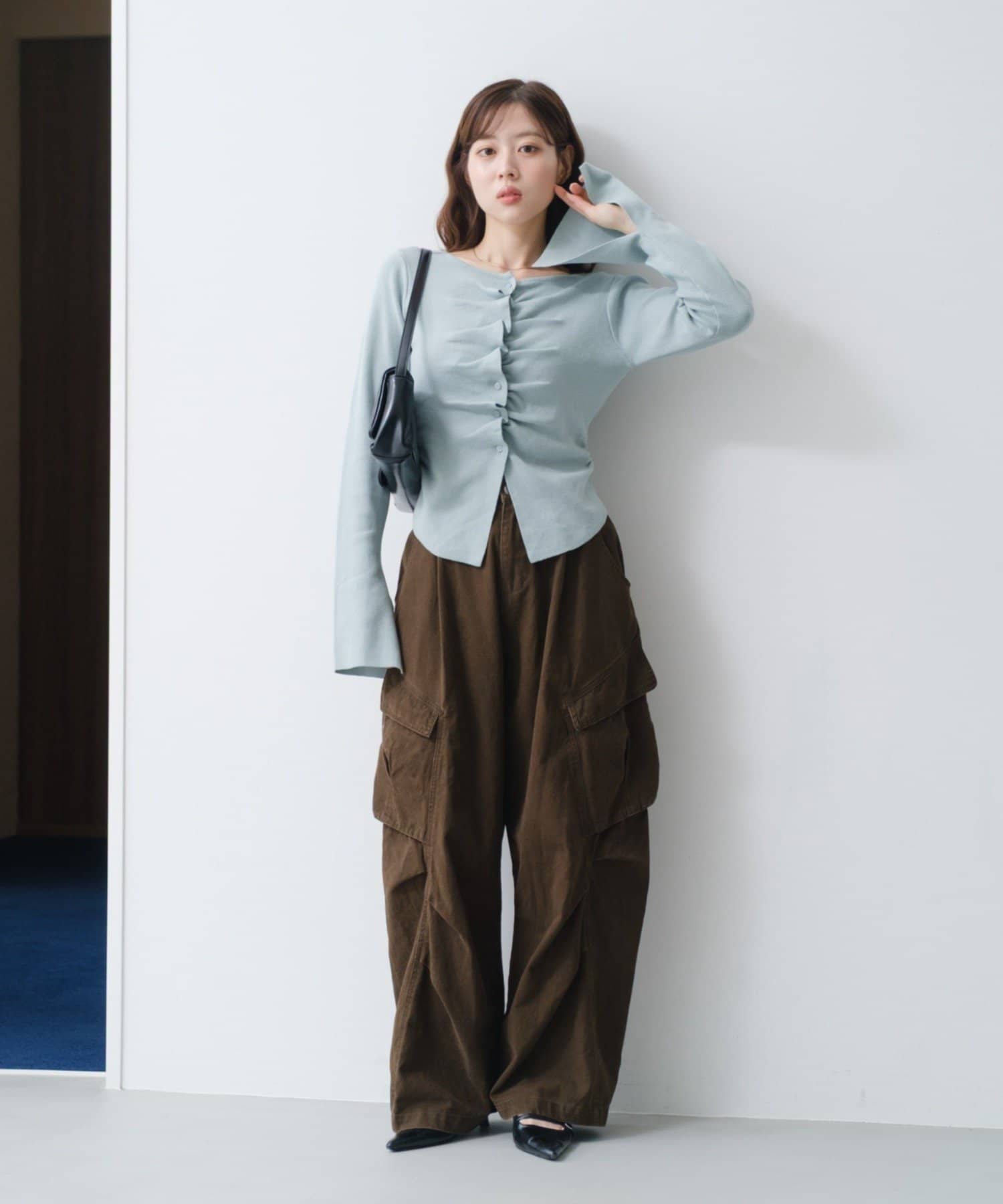 Kastane(カスタネ) 【WEB先行/7色展開】フロントギャザーニットカーディガン