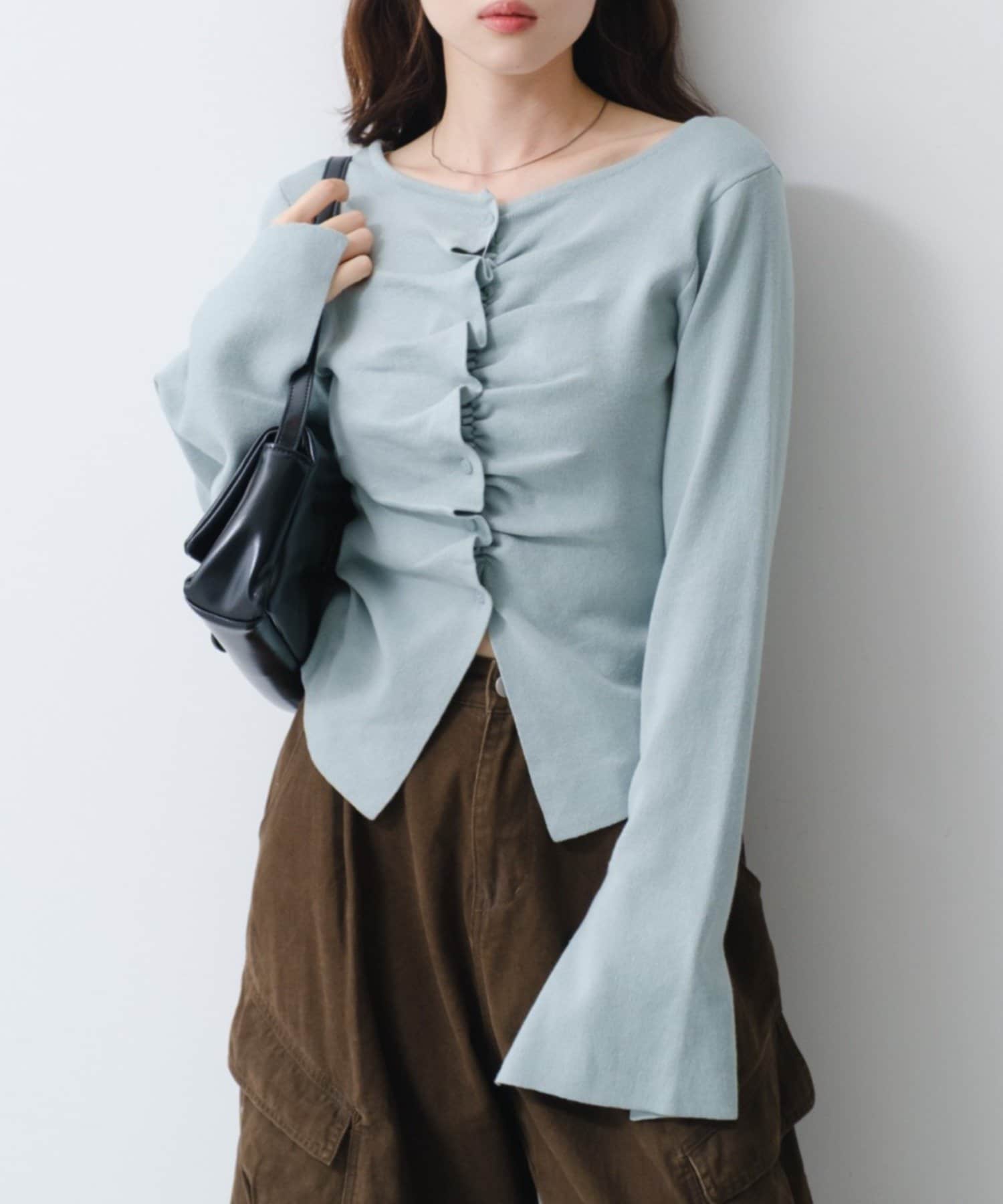 Kastane(カスタネ) 【WEB先行/4色展開】フロントギャザーニットカーディガン