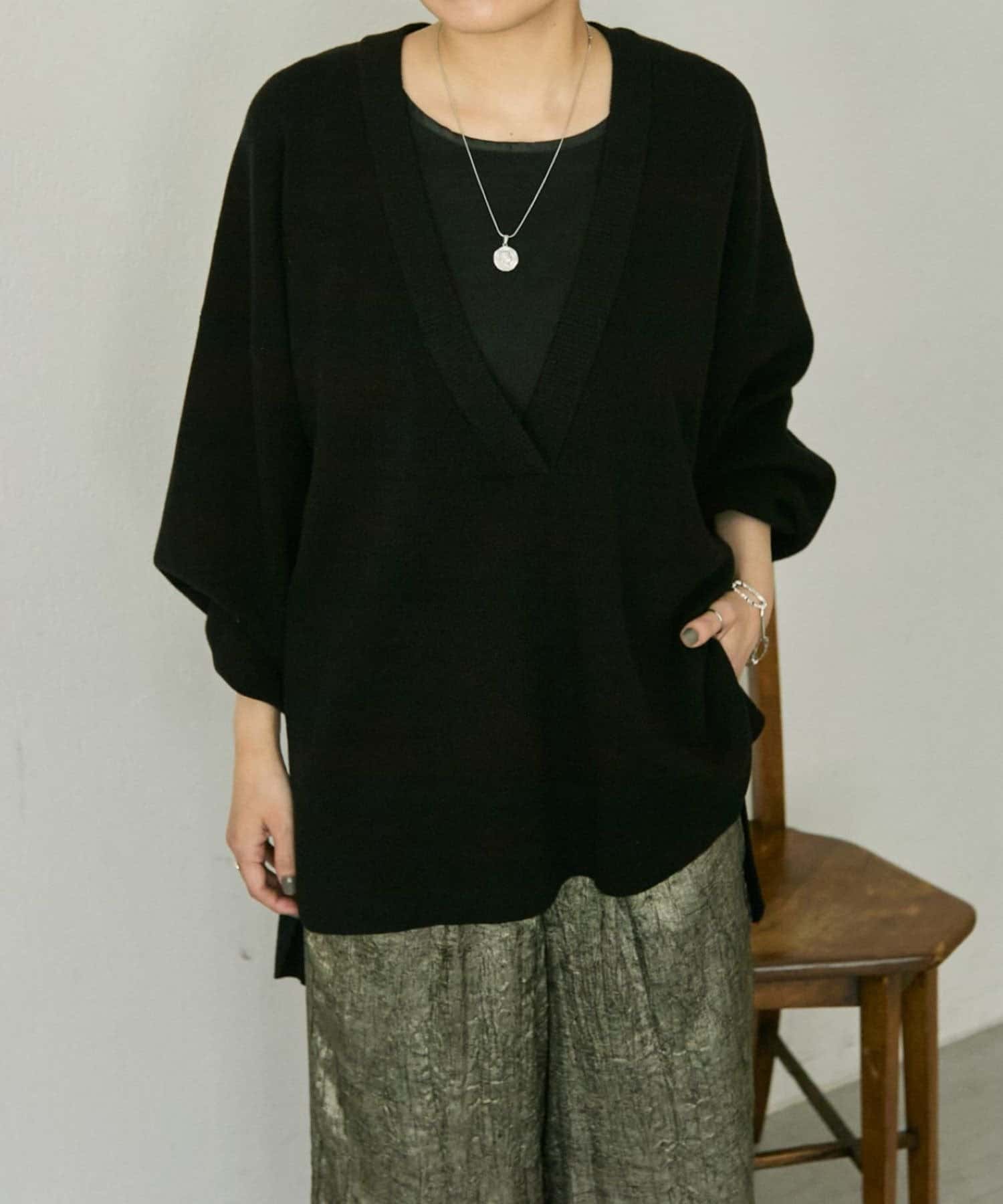 人気ブランド＊【スミ・スタイル】コンビコート/デニム/ニット/切り替え 人気ブランド＊【スミ・スタイル】コンビコート/デニム/ニット