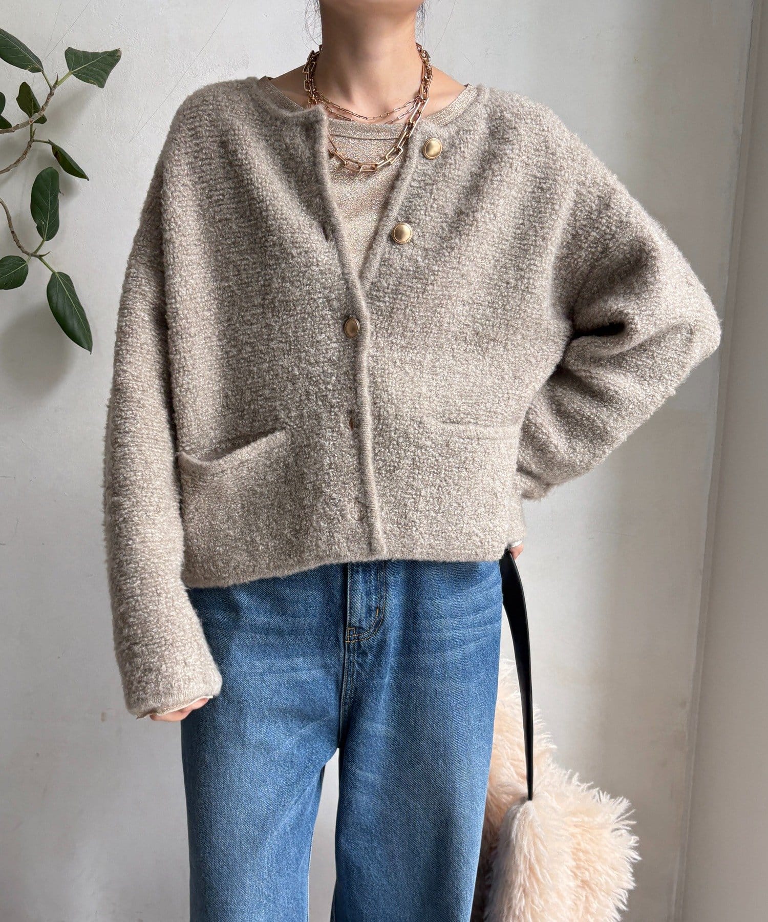 DOUDOU(ドゥドゥ) ループヤーンニットジャケット