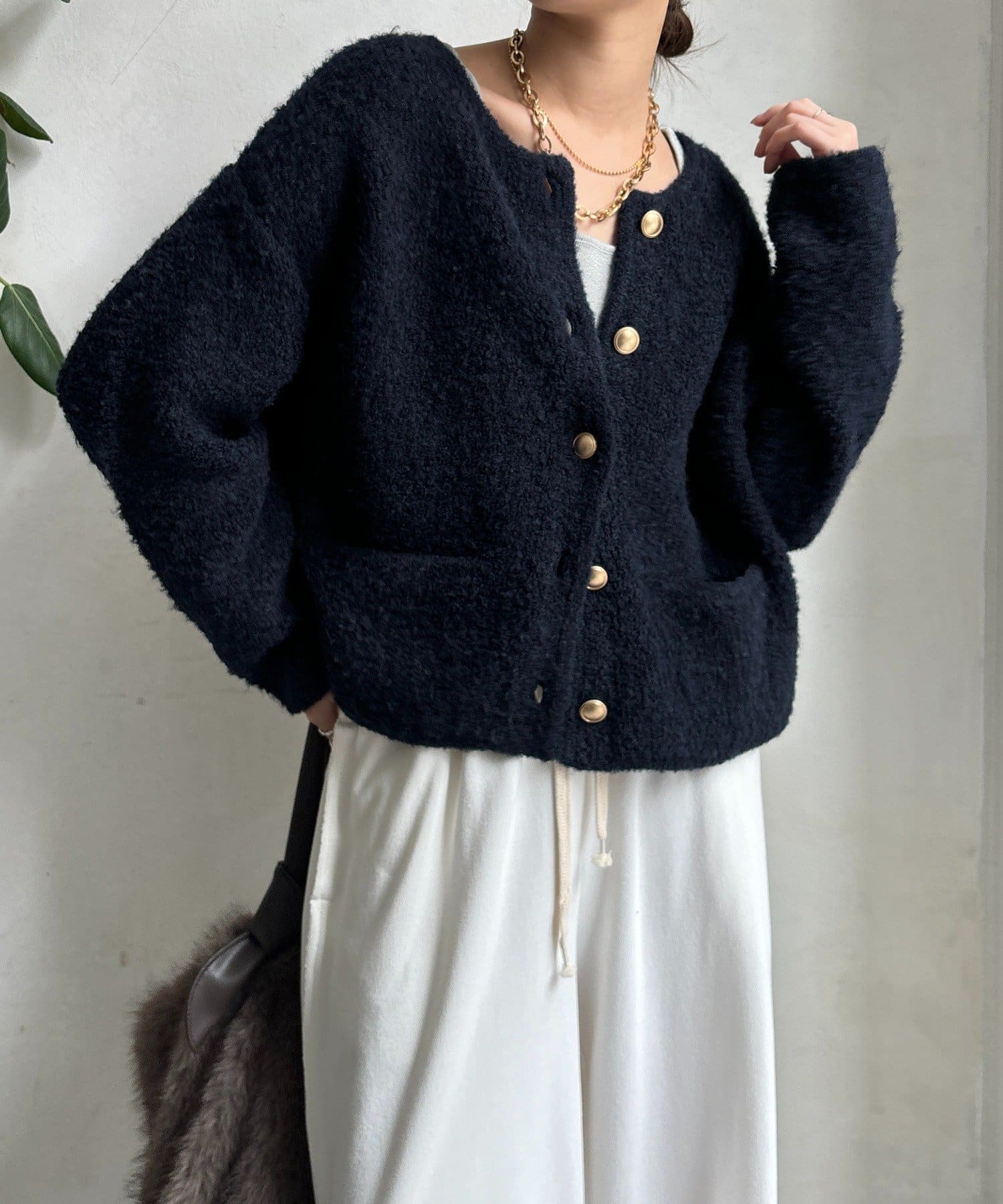 DOUDOU(ドゥドゥ) ループヤーンニットジャケット