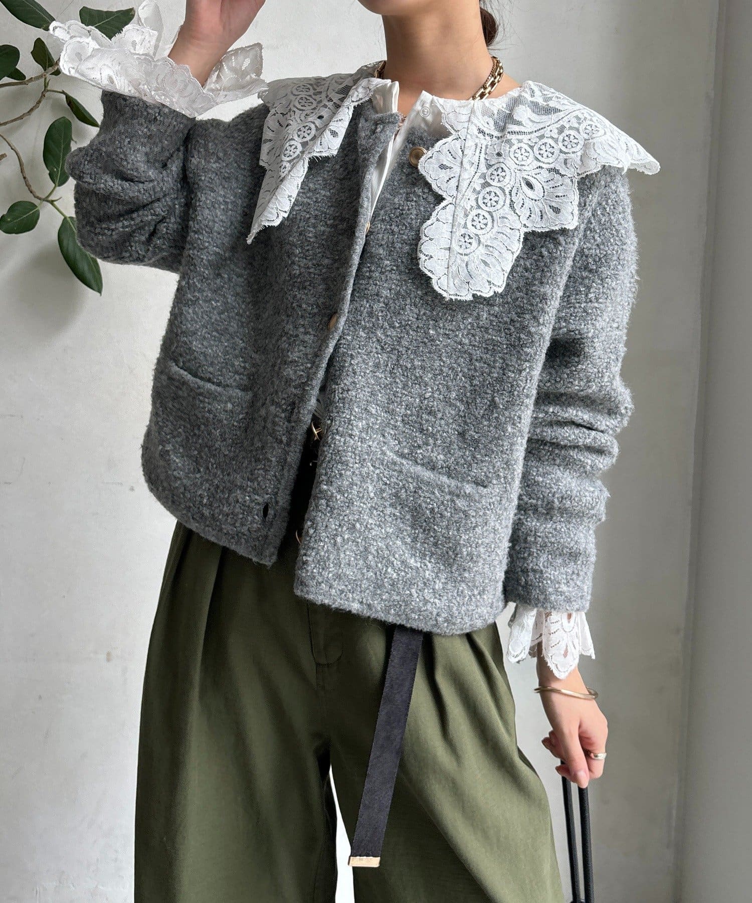 DOUDOU(ドゥドゥ) ループヤーンニットジャケット