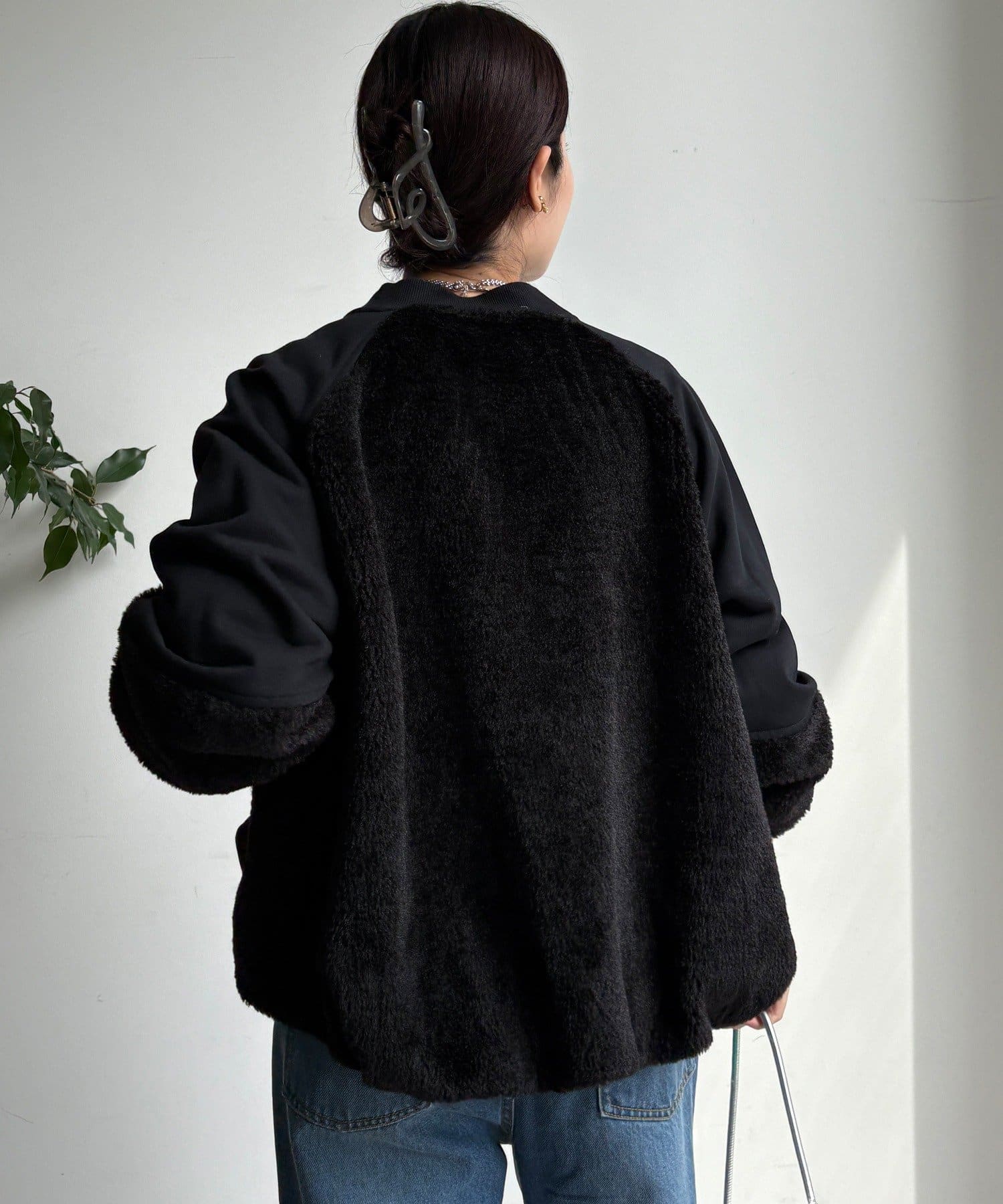 DOUDOU(ドゥドゥ) 【WEB限定】裏毛×ボア切替ブルゾン