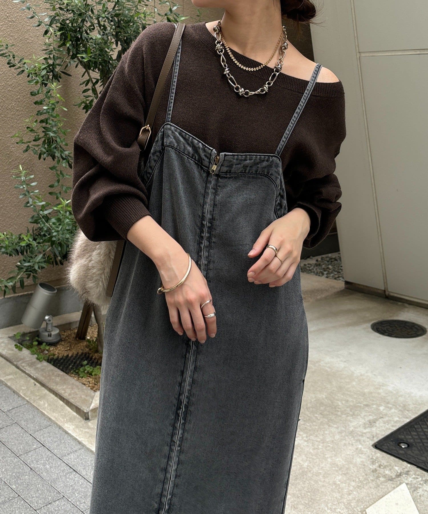 DOUDOU(ドゥドゥ) アシメラウンドニットプルオーバー