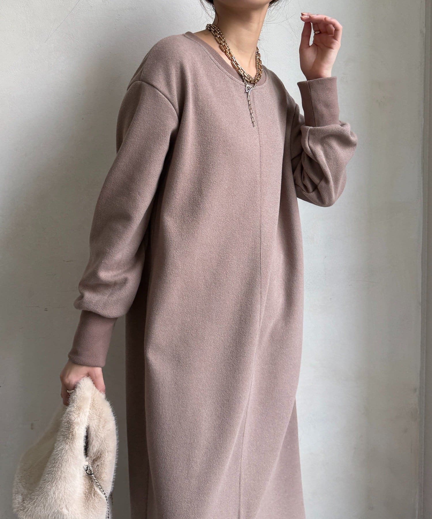 DOUDOU(ドゥドゥ) 【完売カラー再追加!】ブークレーダンボールロングスリーブワンピース