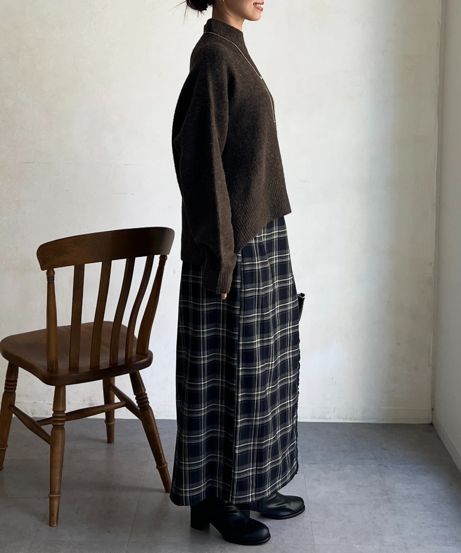 Chez toi(シェトワ) BACKスリットハイネックニットプルオーバー