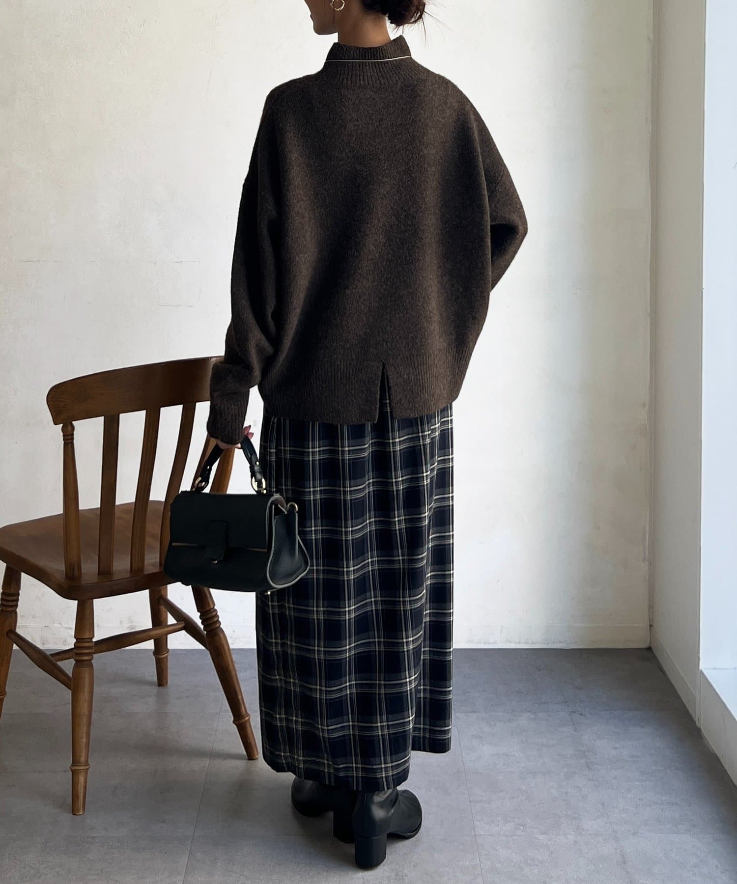 Chez toi(シェトワ) BACKスリットハイネックニットプルオーバー