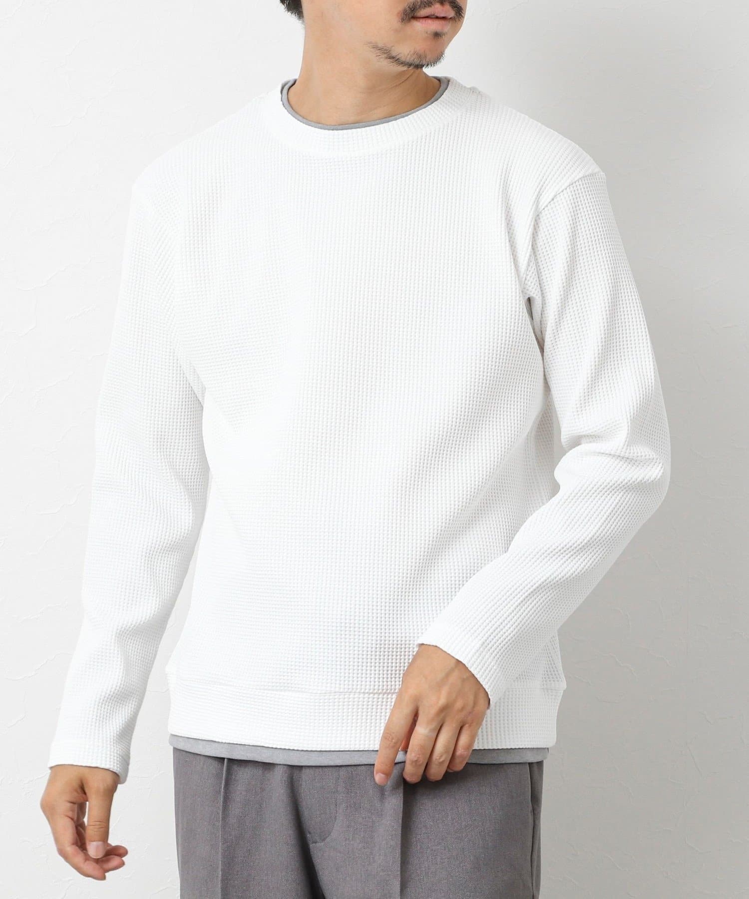 NOLLEY'S(ノーリーズ) 【IRM】《吸水速乾/UVカット》ワッフルダブルカラー LS Tee